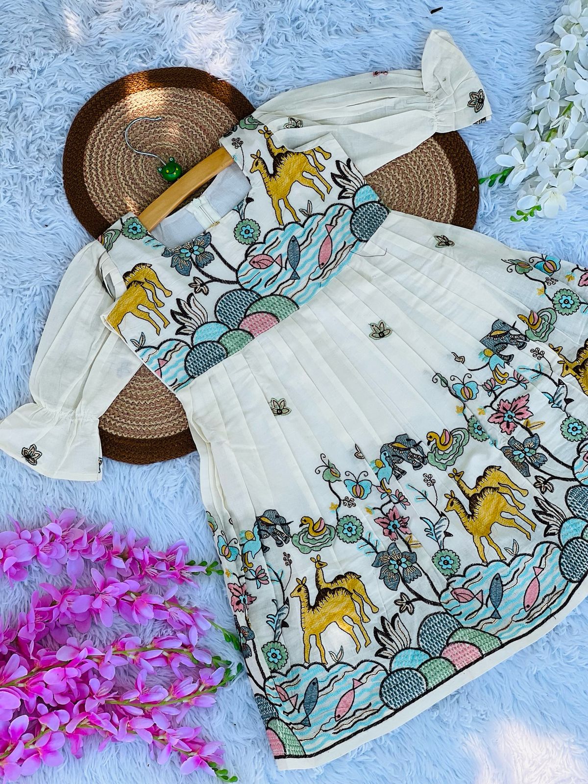 Premium Cotton Silk  Embroidery Work Frock for kids