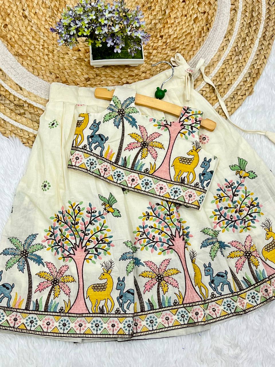 Flamingo Pure Cotton Silk Lehengha Choli With Embroidery Wrok