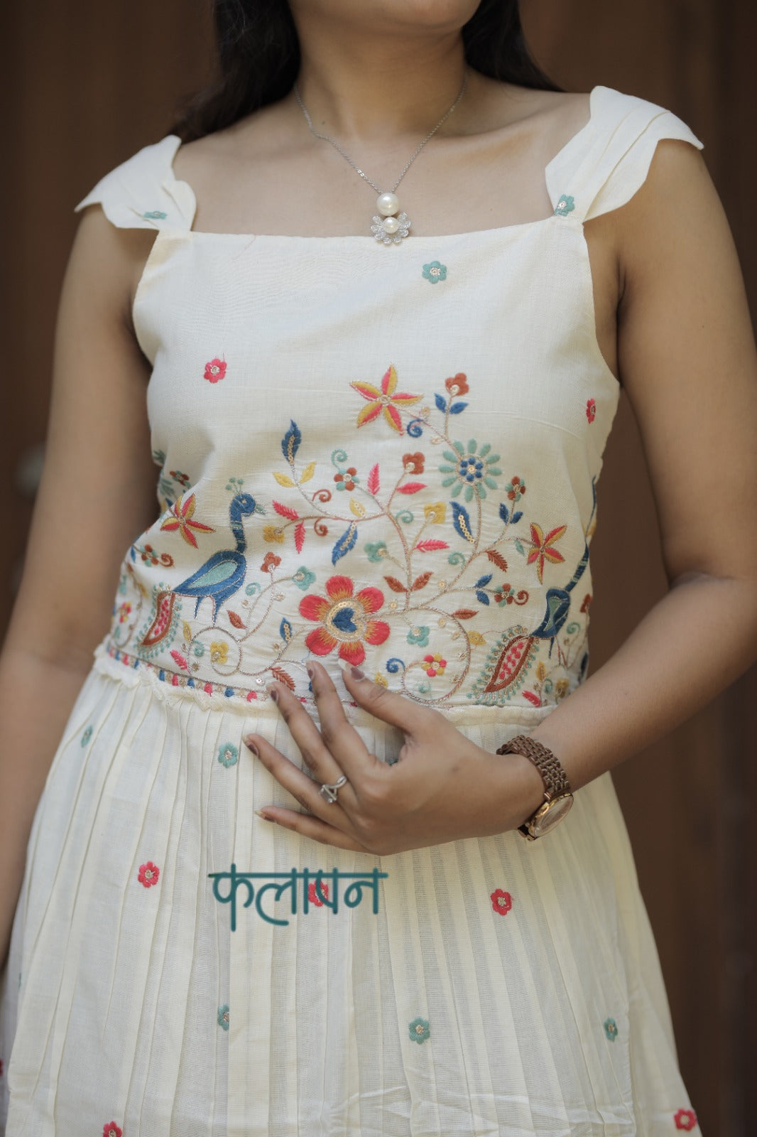 Venetian Embroidery Work On Pure Khadi Cotton Fabric maxi Frock