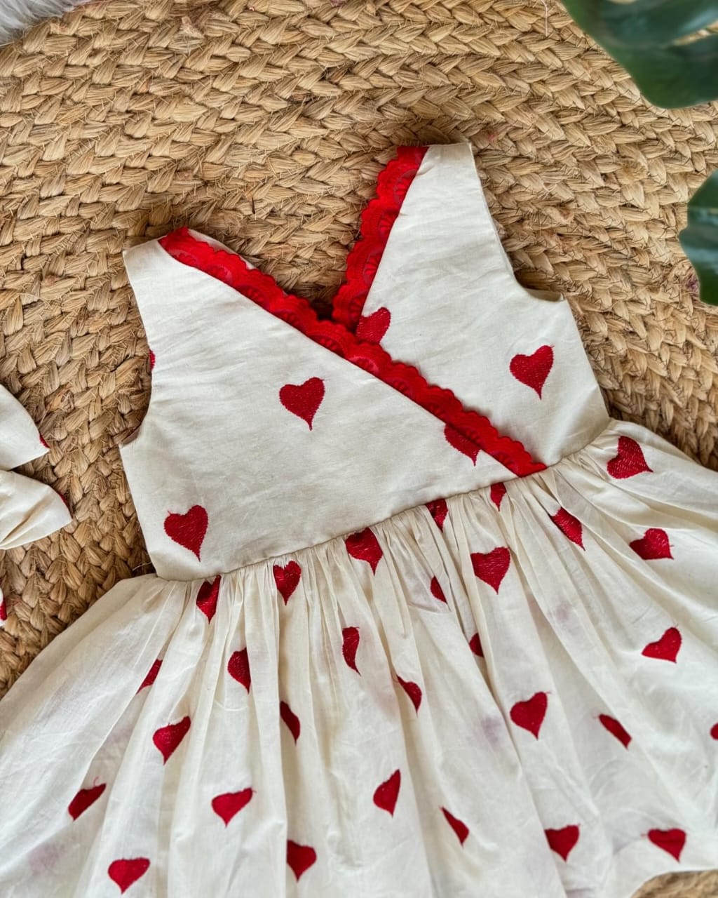 Reach Look Pure Cotton Heart Embroidery Work Kids Frock