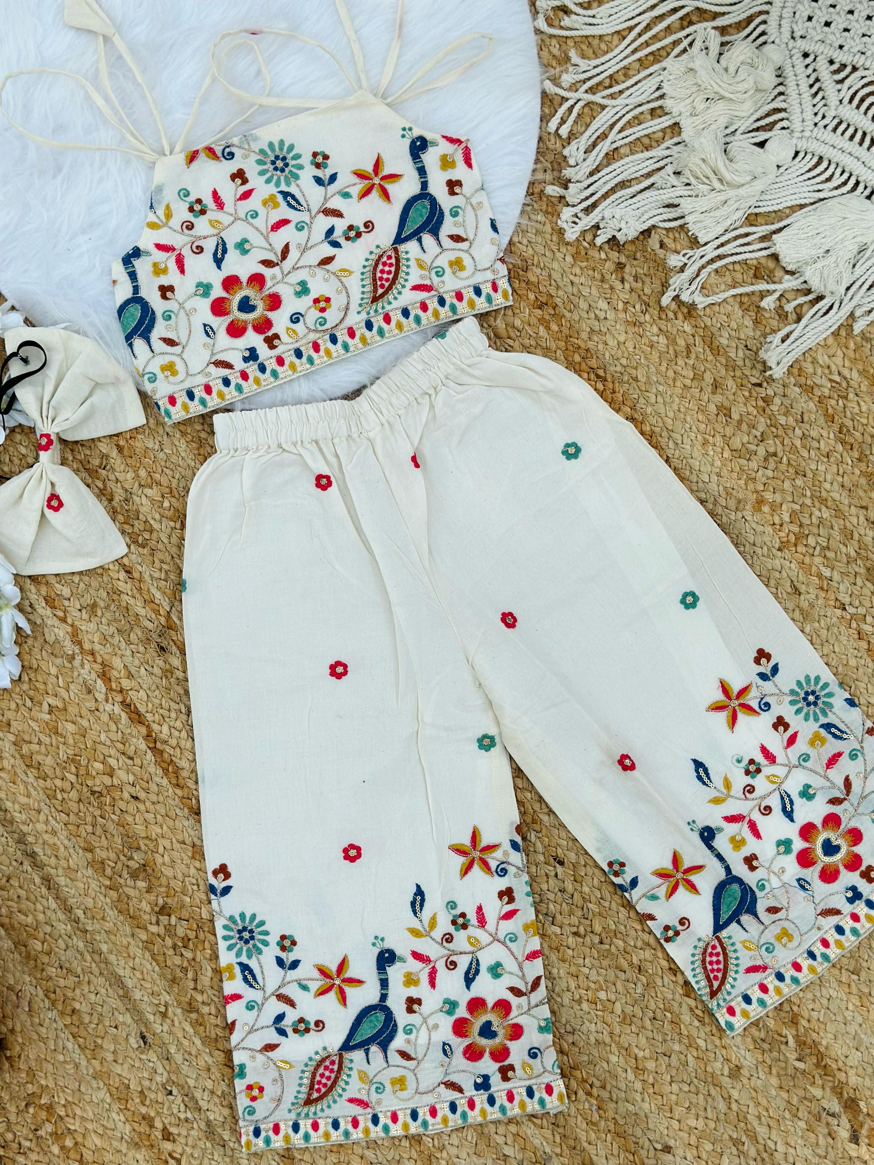 Admirable Embroidery Work on Khadi Cotton Fabric Kids Cord-Set