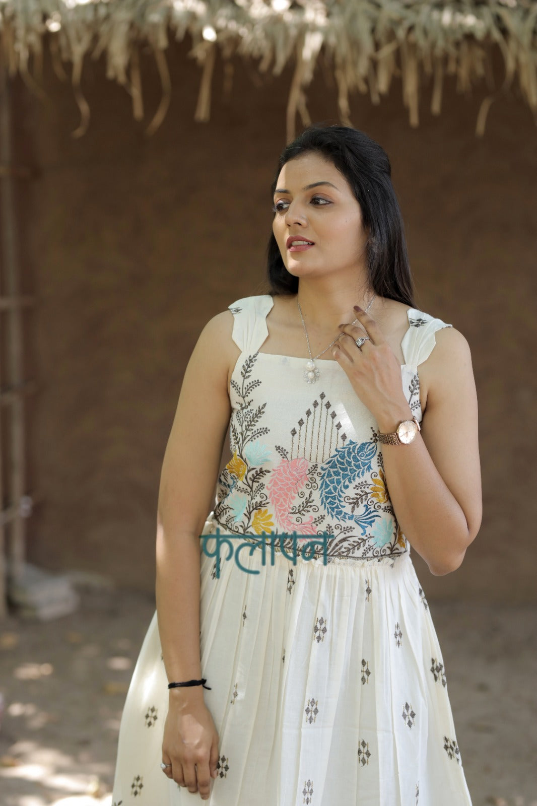 Stunning Embroidery Work On Pure Khadi Cotton Fabric maxi Frock