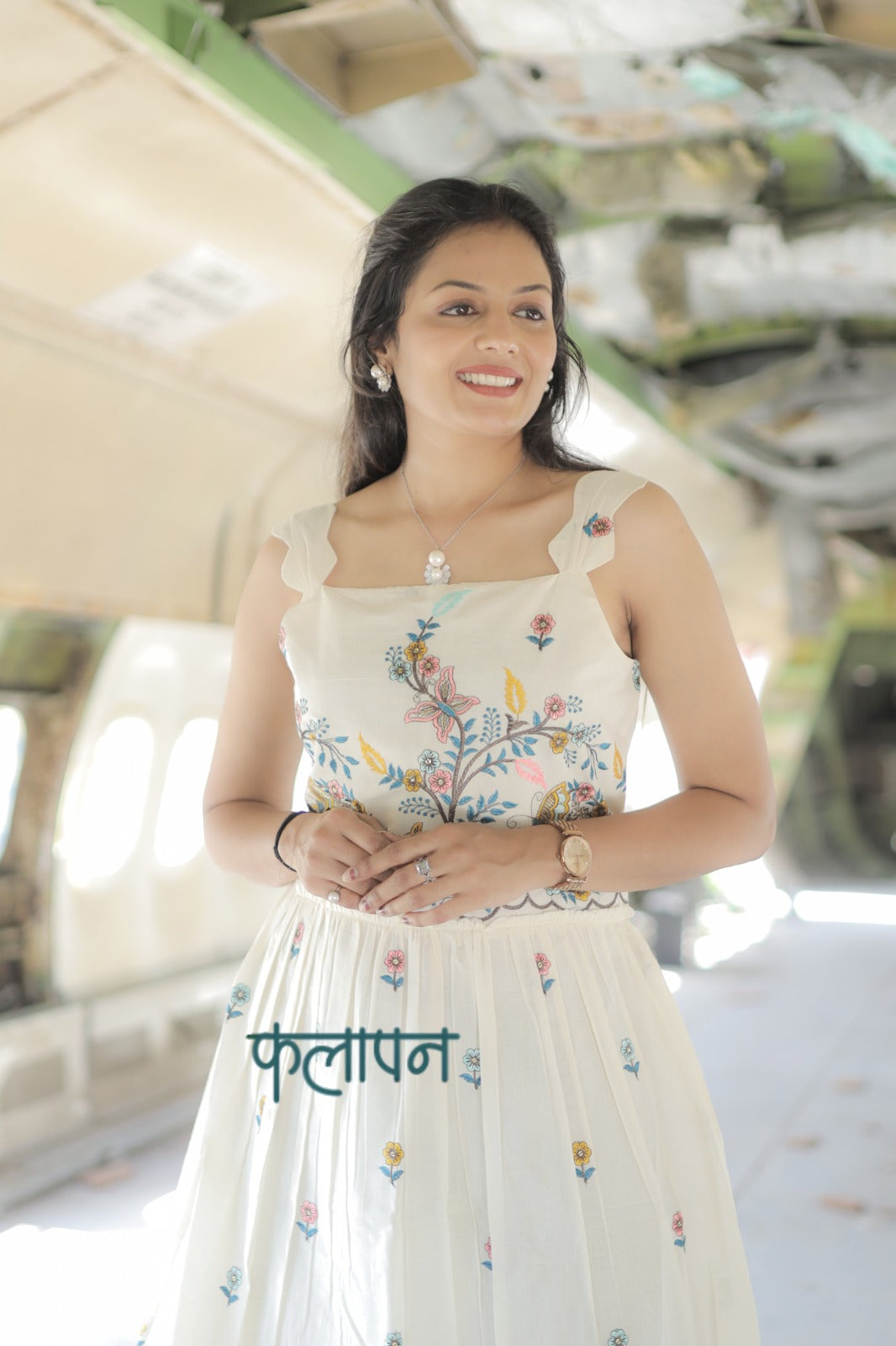 Abalone Pure Embroidery Work On Khadi Cotton Fabric maxi Frock