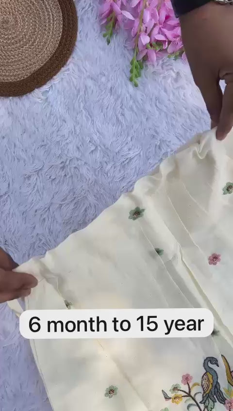 Exquisite Embroidery Work on Khadi Cotton Fabric Kids Lehengha Choli
