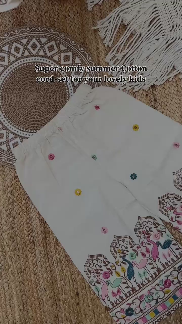 Super Hit Embroidery Work on Khadi Cotton Fabric Kids Cord-Set