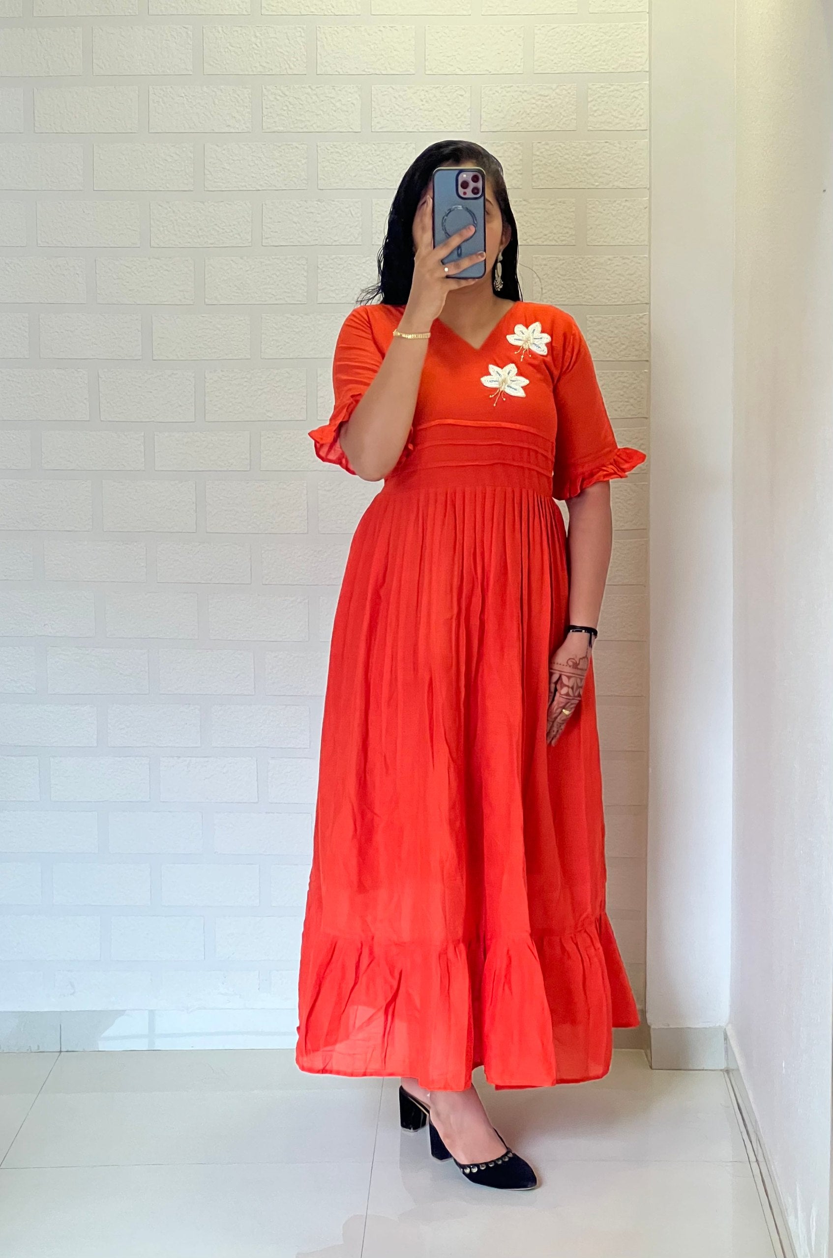 Flower Design Maggam Work Kurti Collection