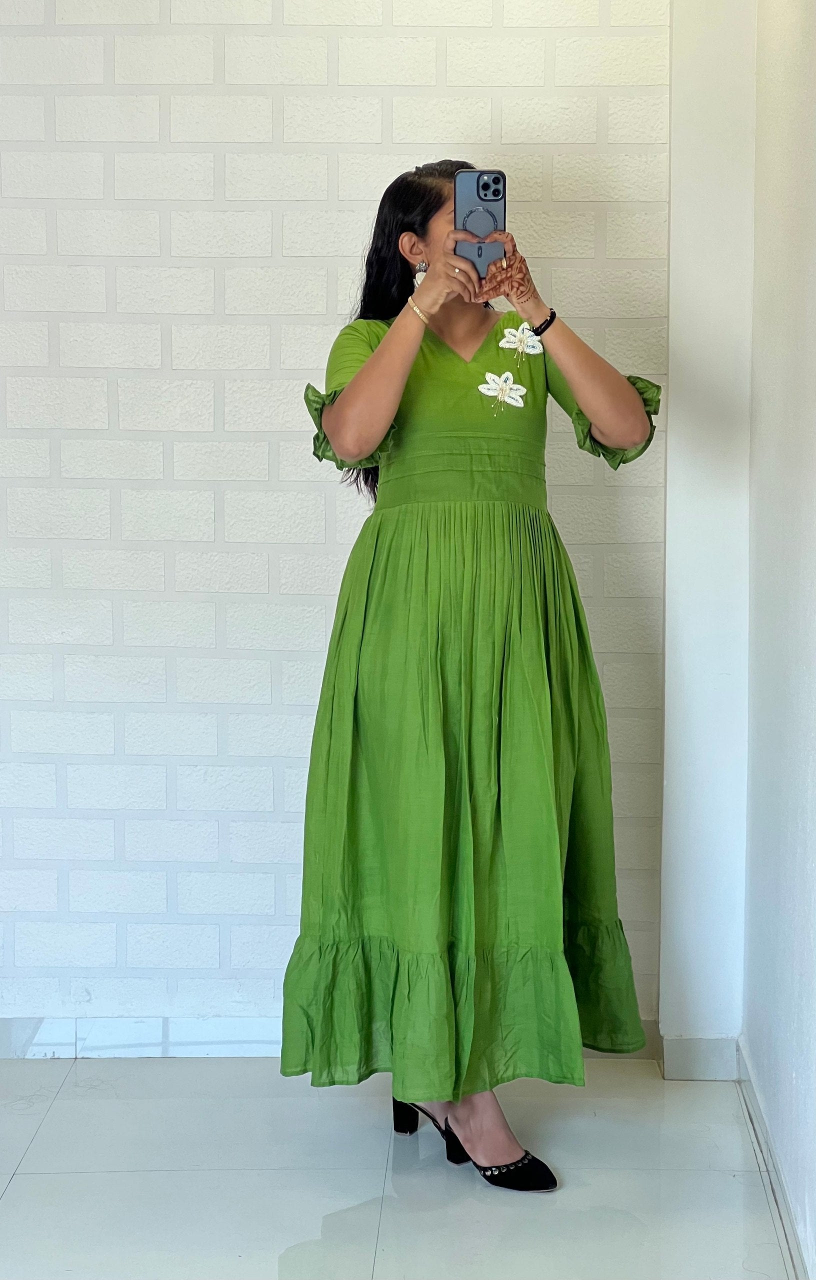 Flower Design Maggam Work Kurti Collection