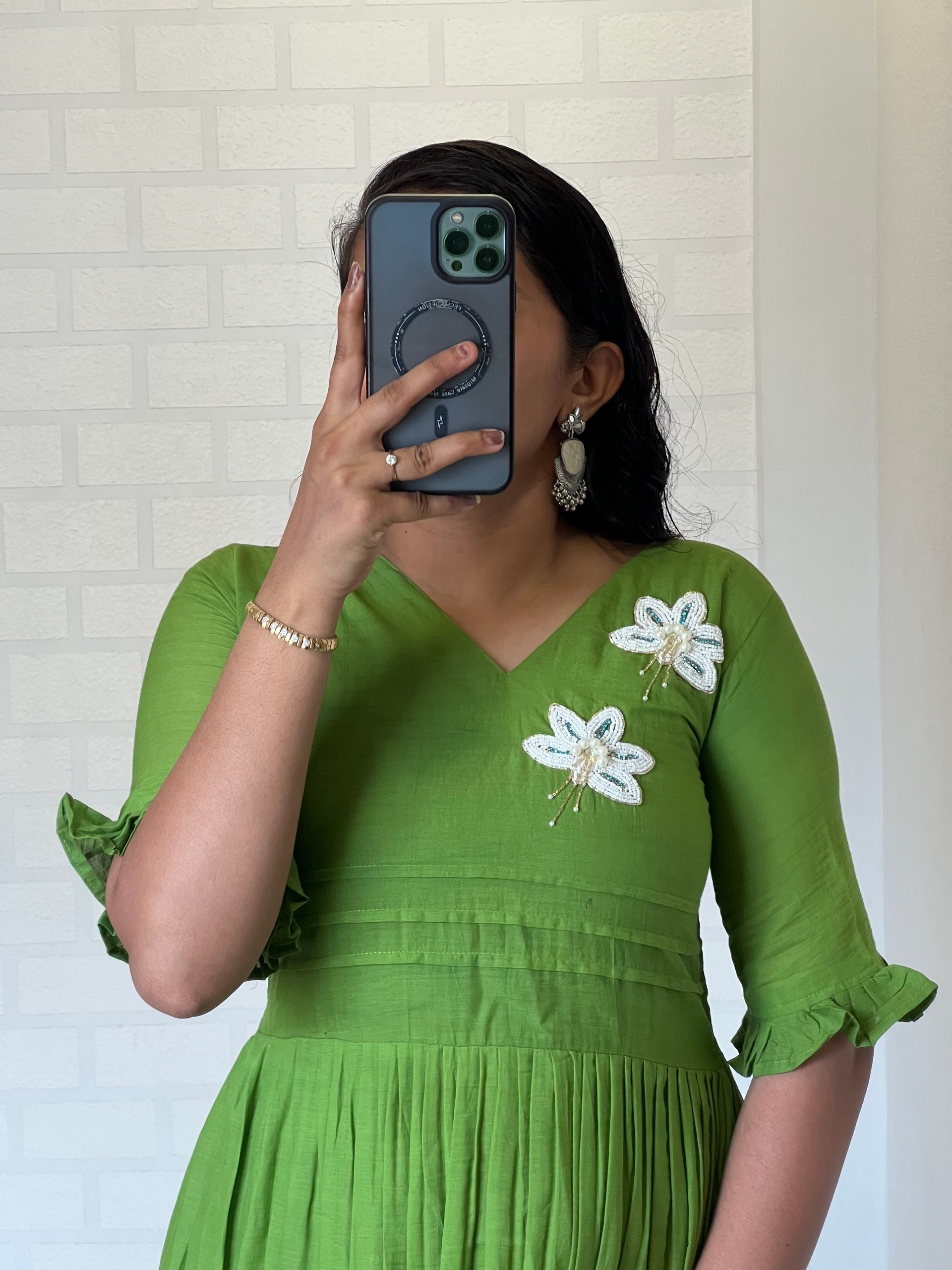 Flower Design Maggam Work Kurti Collection