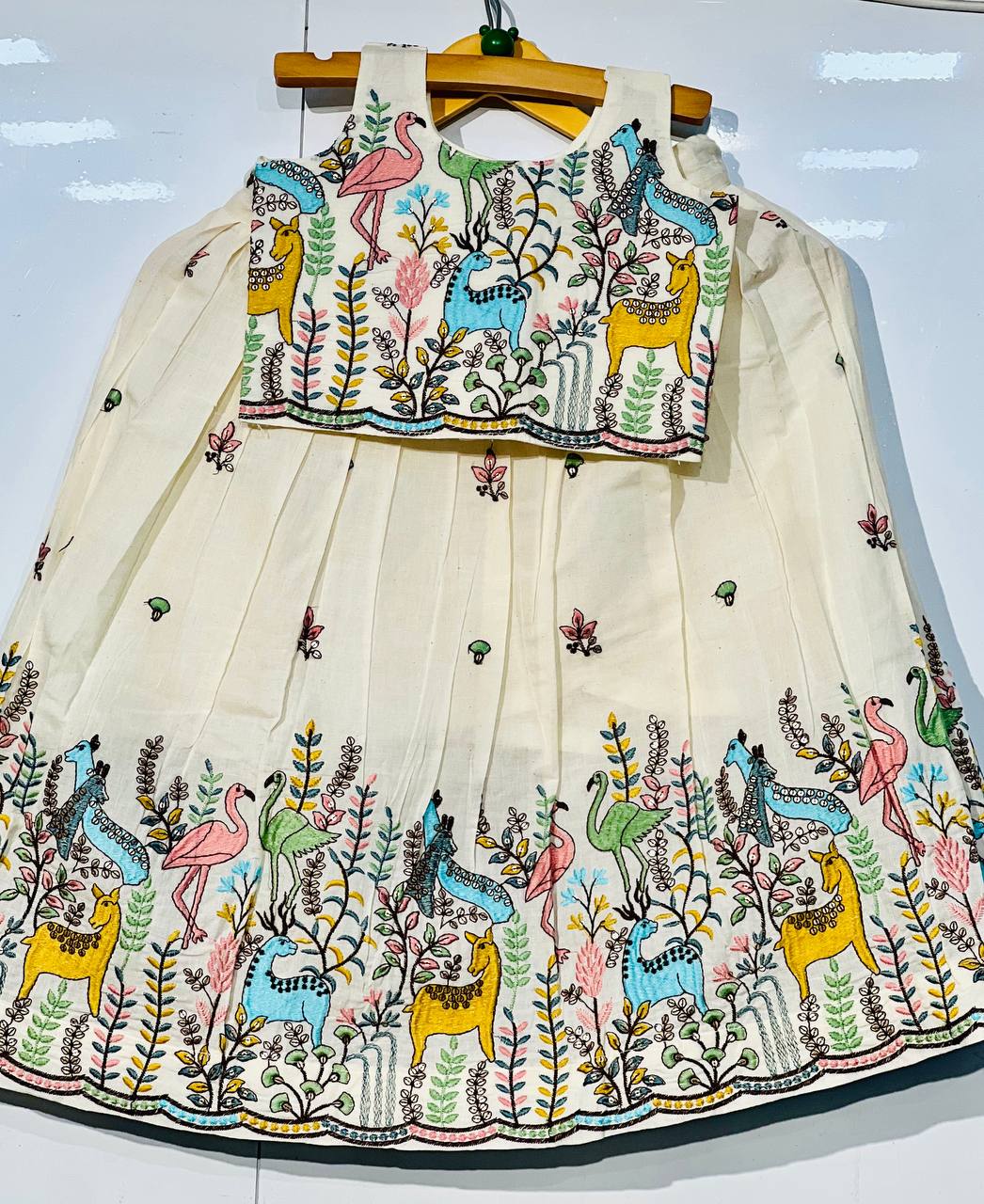 Pure cotton fabric with intricate embroidery work lahengha choli