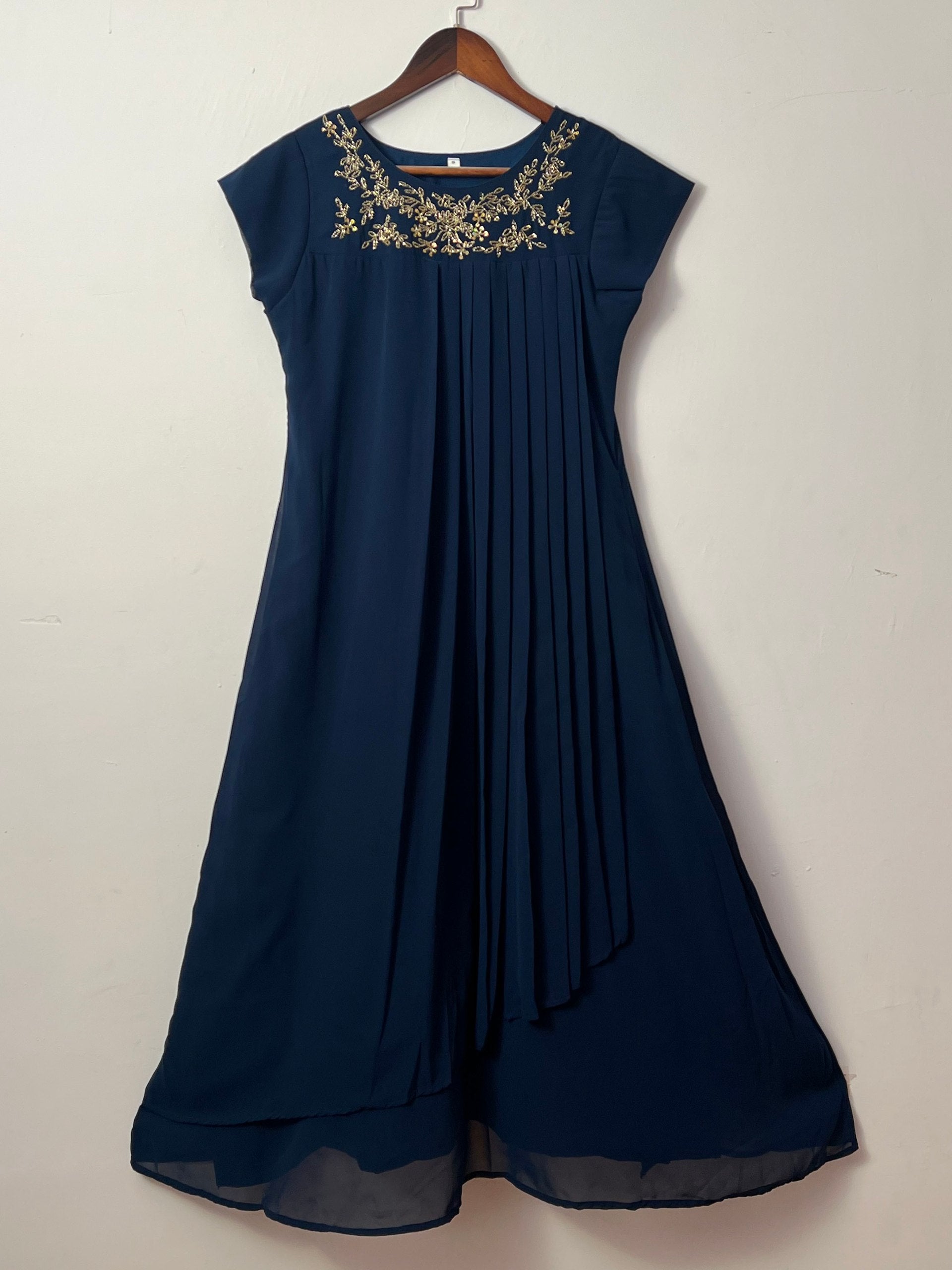 Bloming Georgette Handwork Kurti With Cap Designer Sleeve