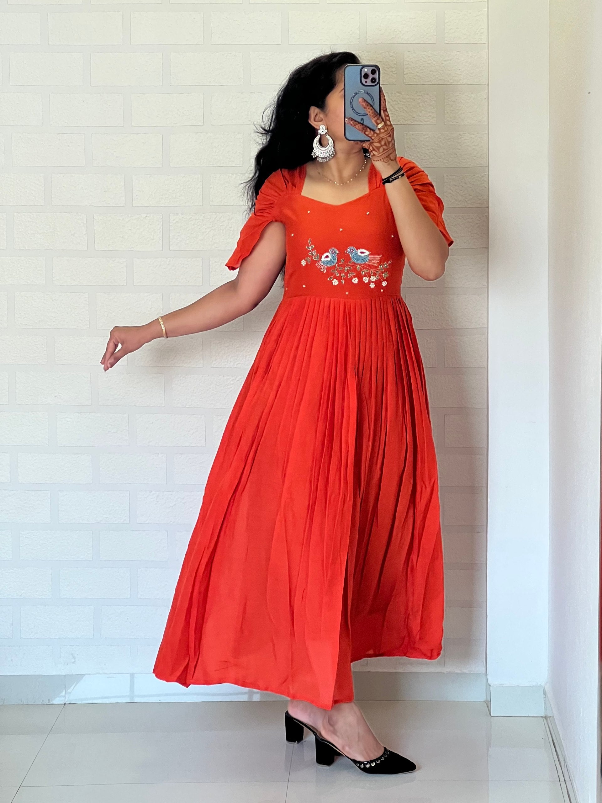 Khatli Maggam Work Designer Sleeves Handwork Kurti