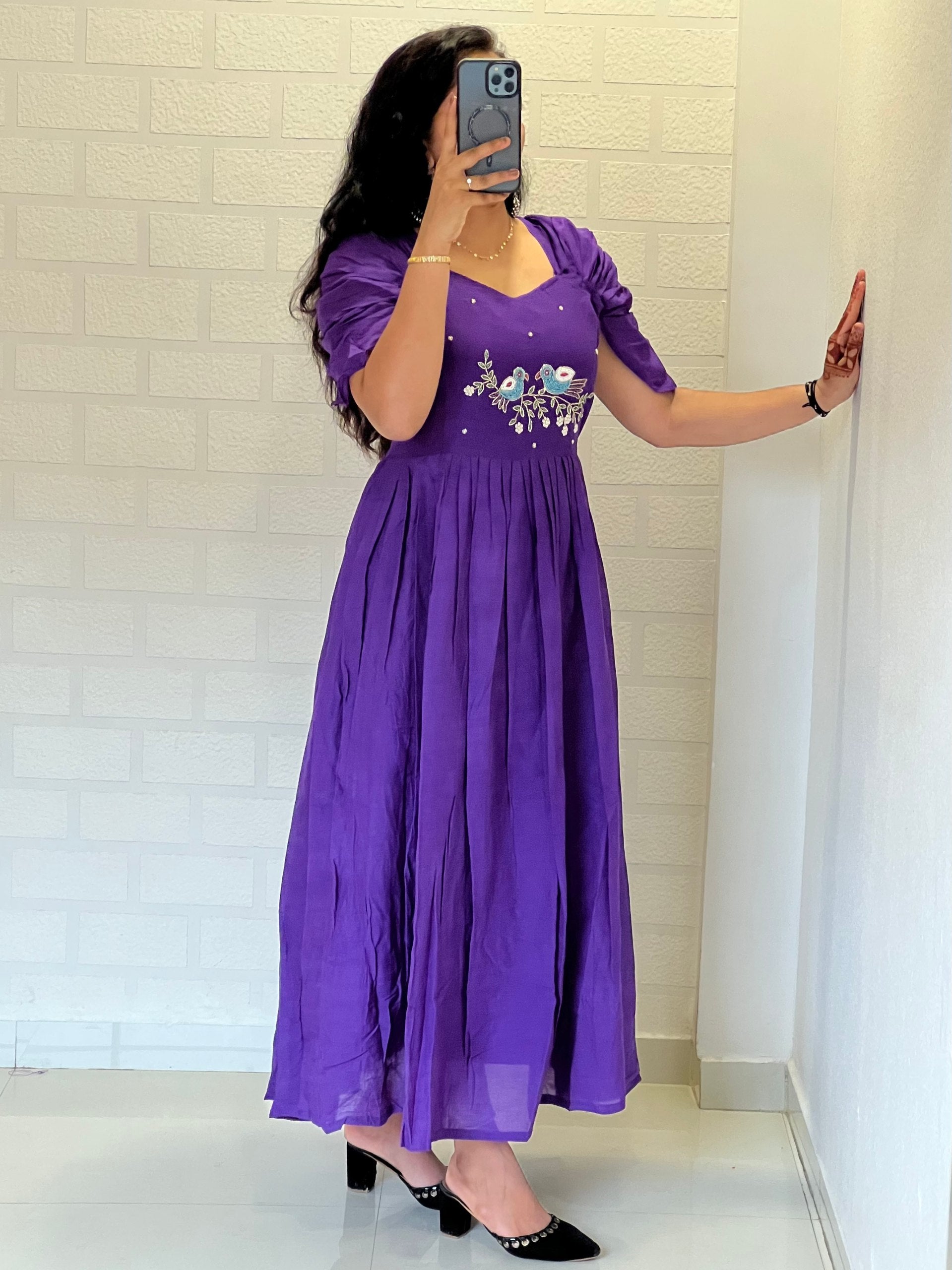 Khatli Maggam Work Designer Sleeves Handwork Kurti