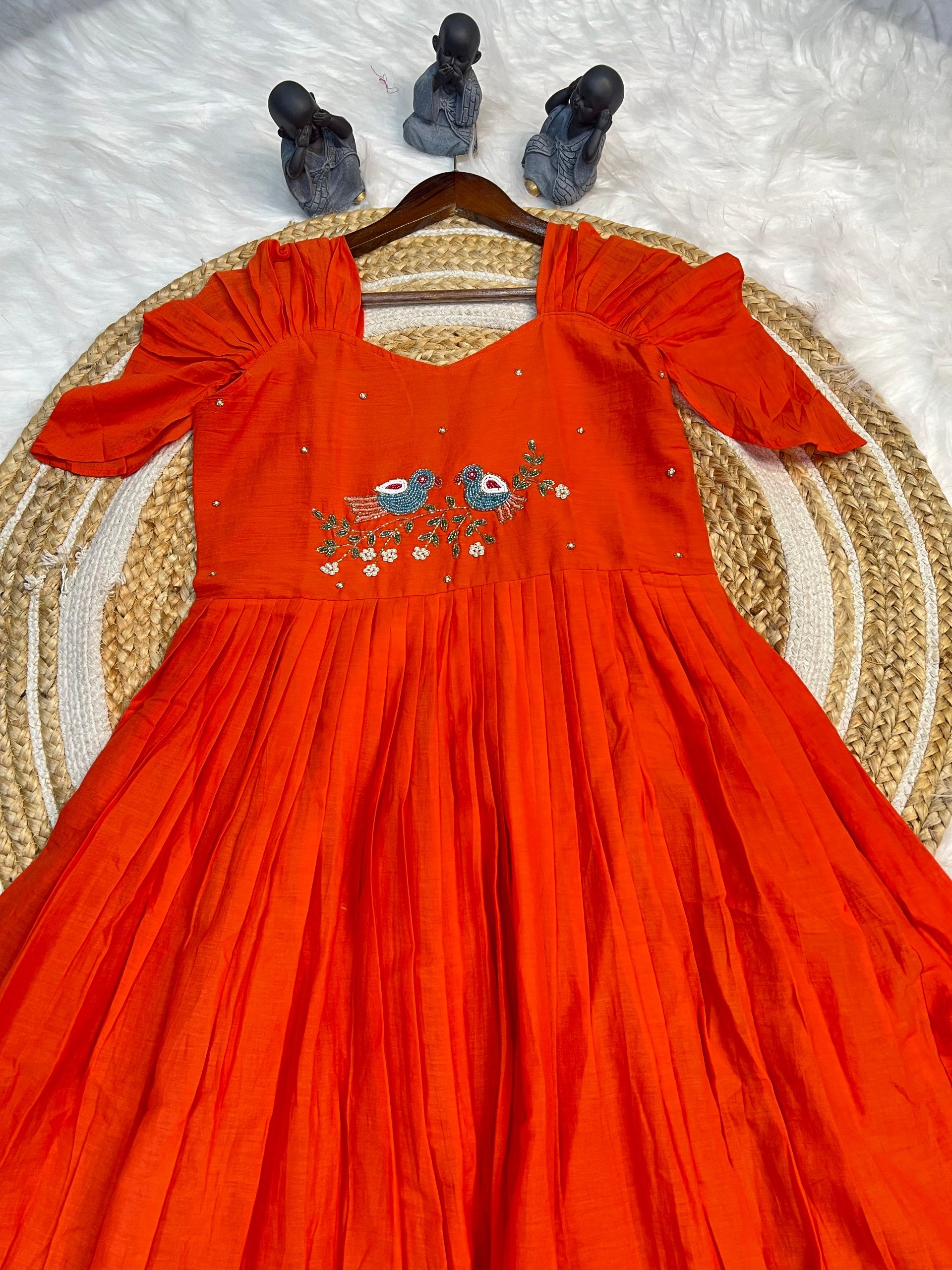 Khatli Maggam Work Designer Sleeves Handwork Kurti