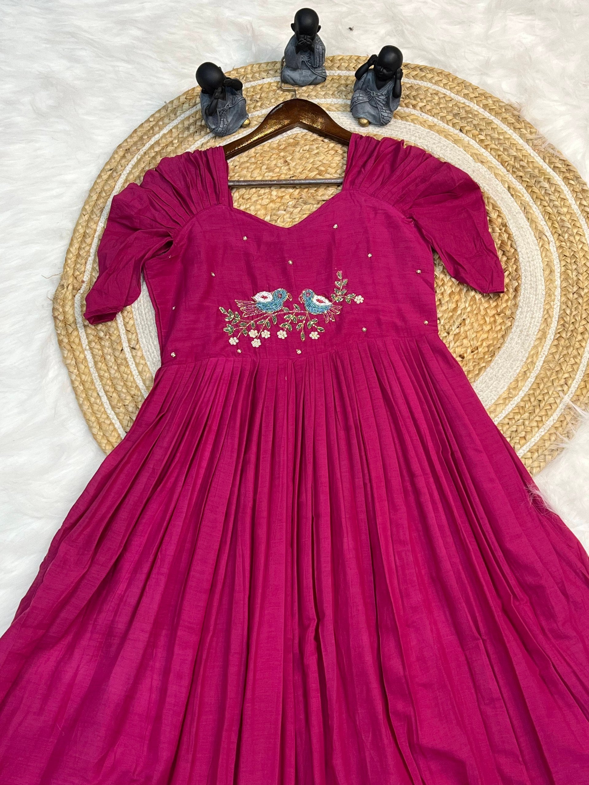 Khatli Maggam Work Designer Sleeves Handwork Kurti