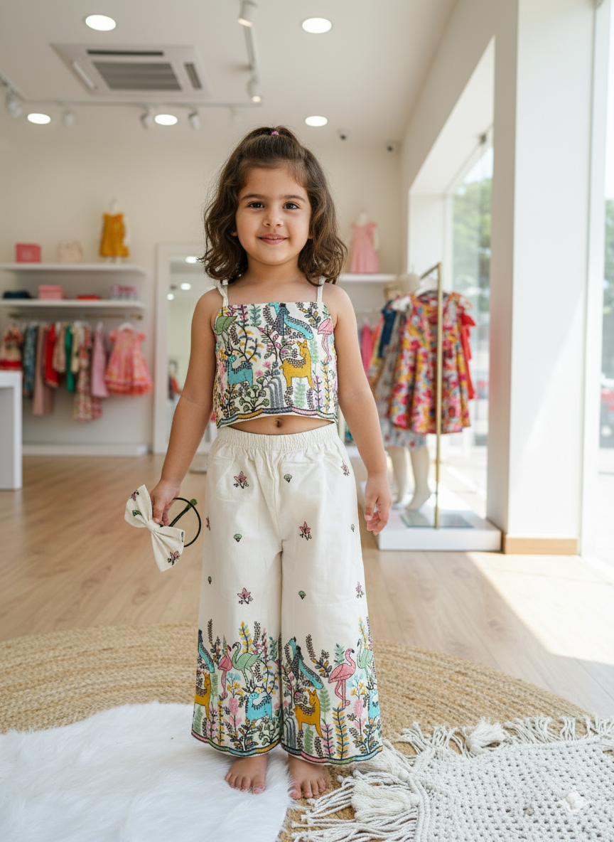 Byzantine Premium EmbroideryWork On Khadi Cotton Fabric Kids Cord-Set