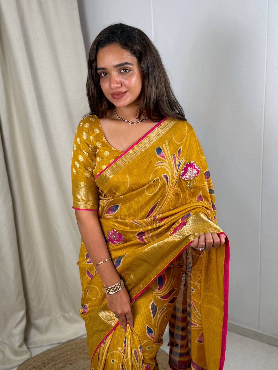 Effortless Designer applique saree for your upcoming festive season