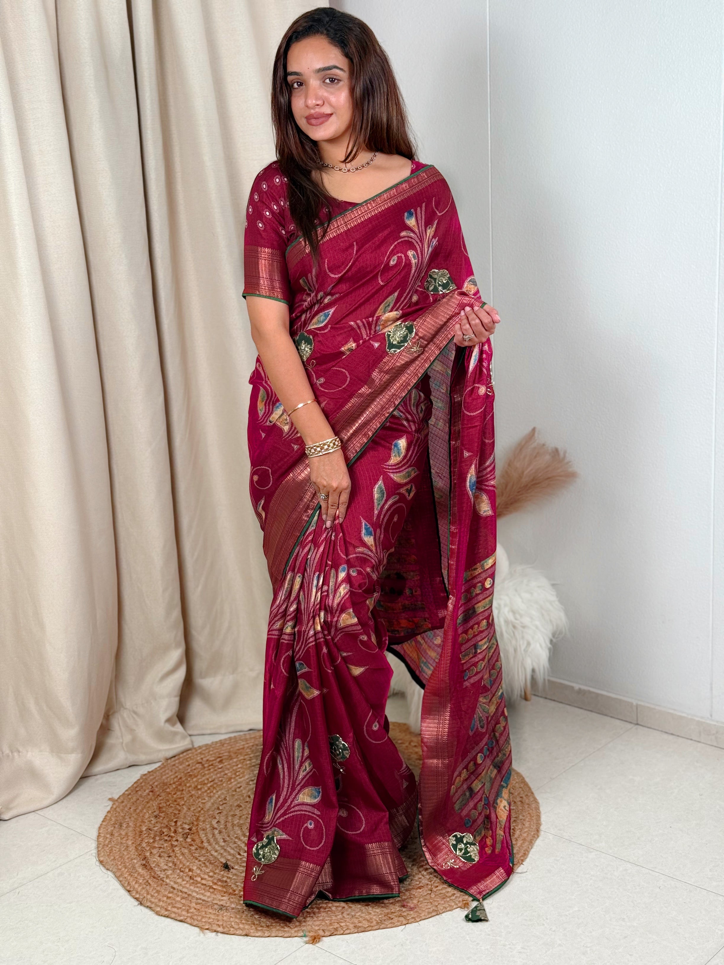 Effortless Designer applique saree for your upcoming festive season