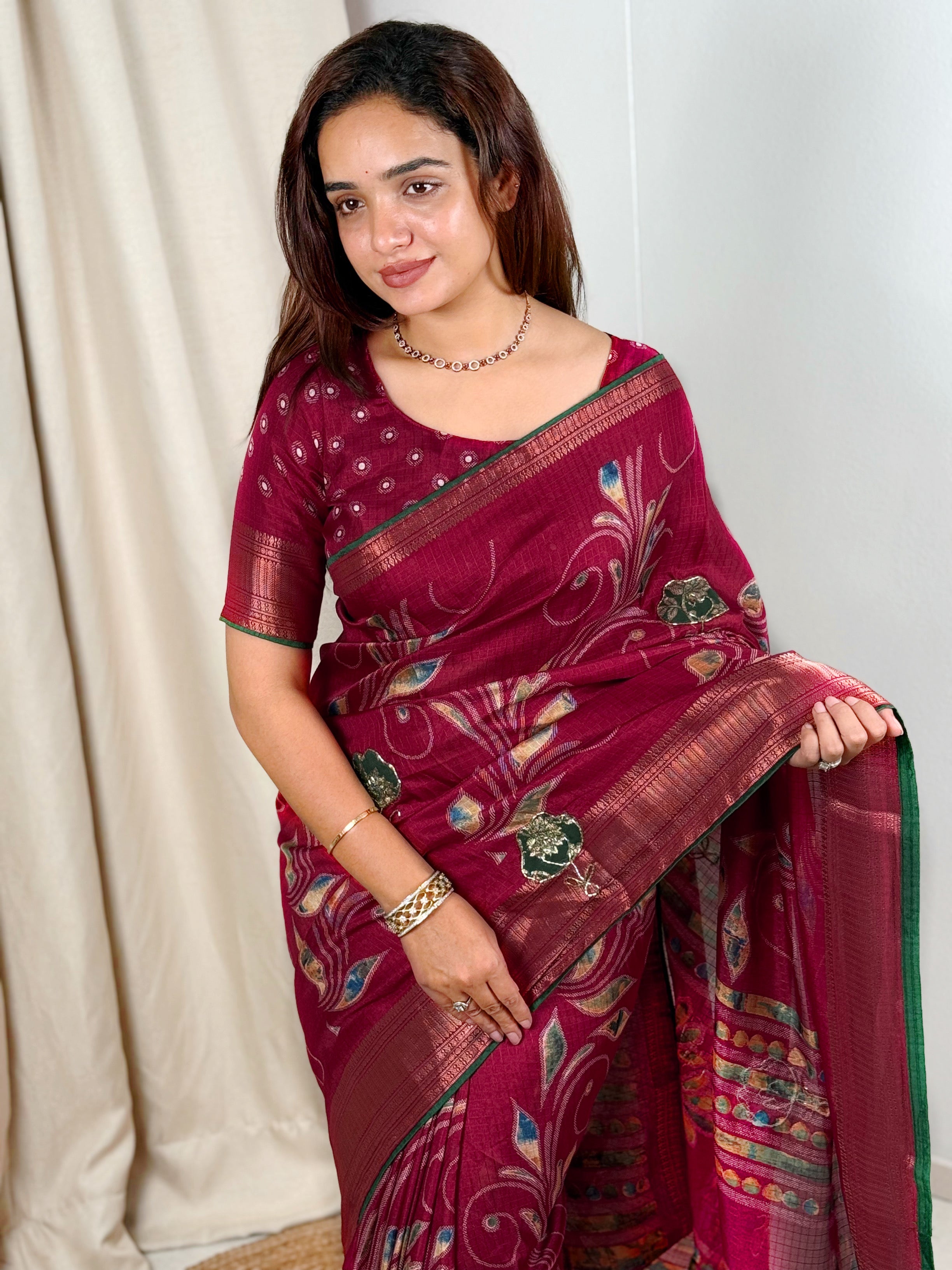 Effortless Designer applique saree for your upcoming festive season