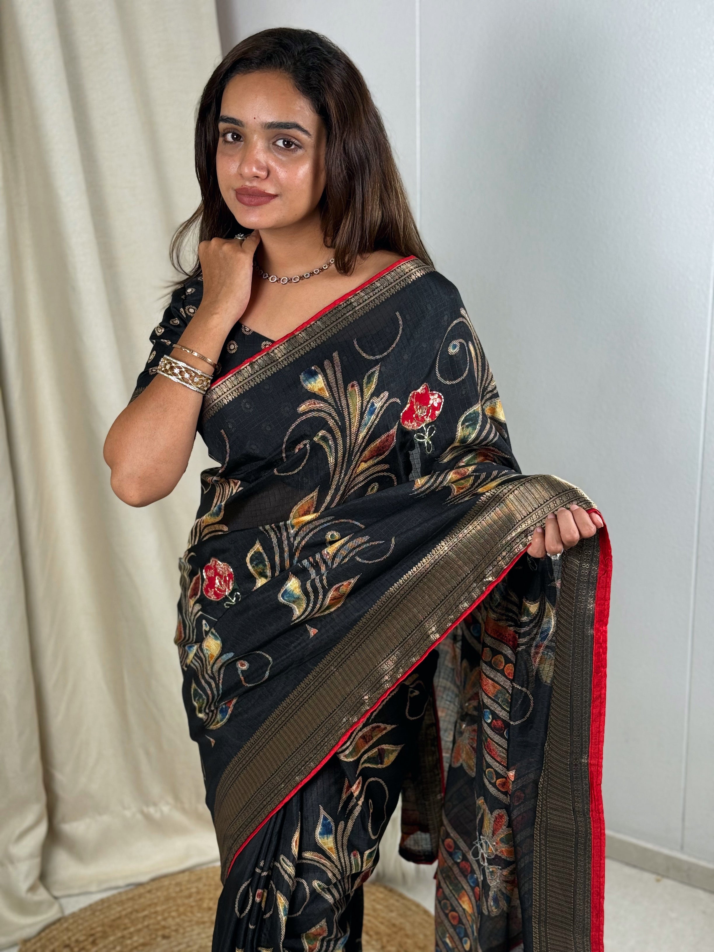Effortless Designer applique saree for your upcoming festive season