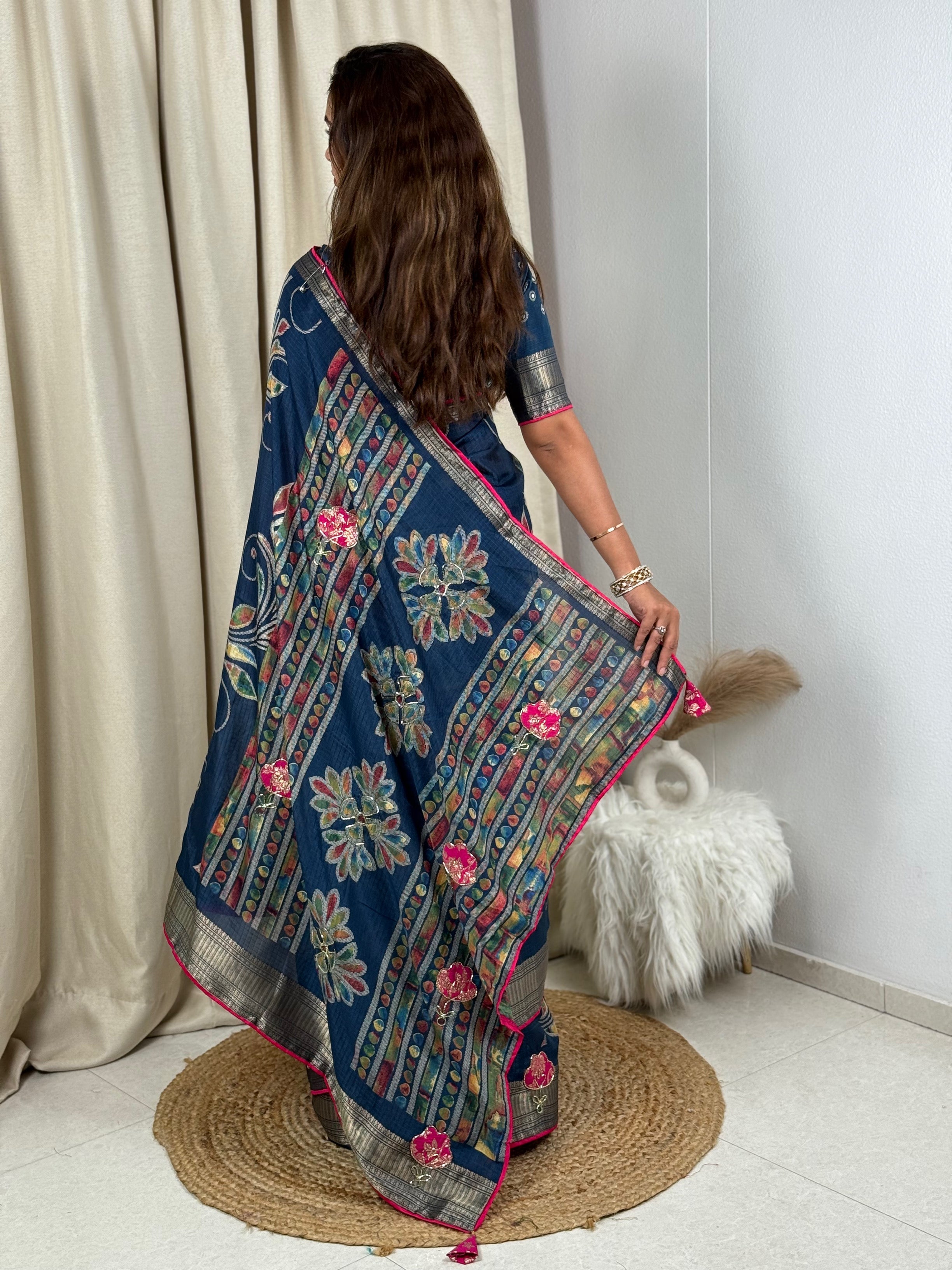 Effortless Designer applique saree for your upcoming festive season