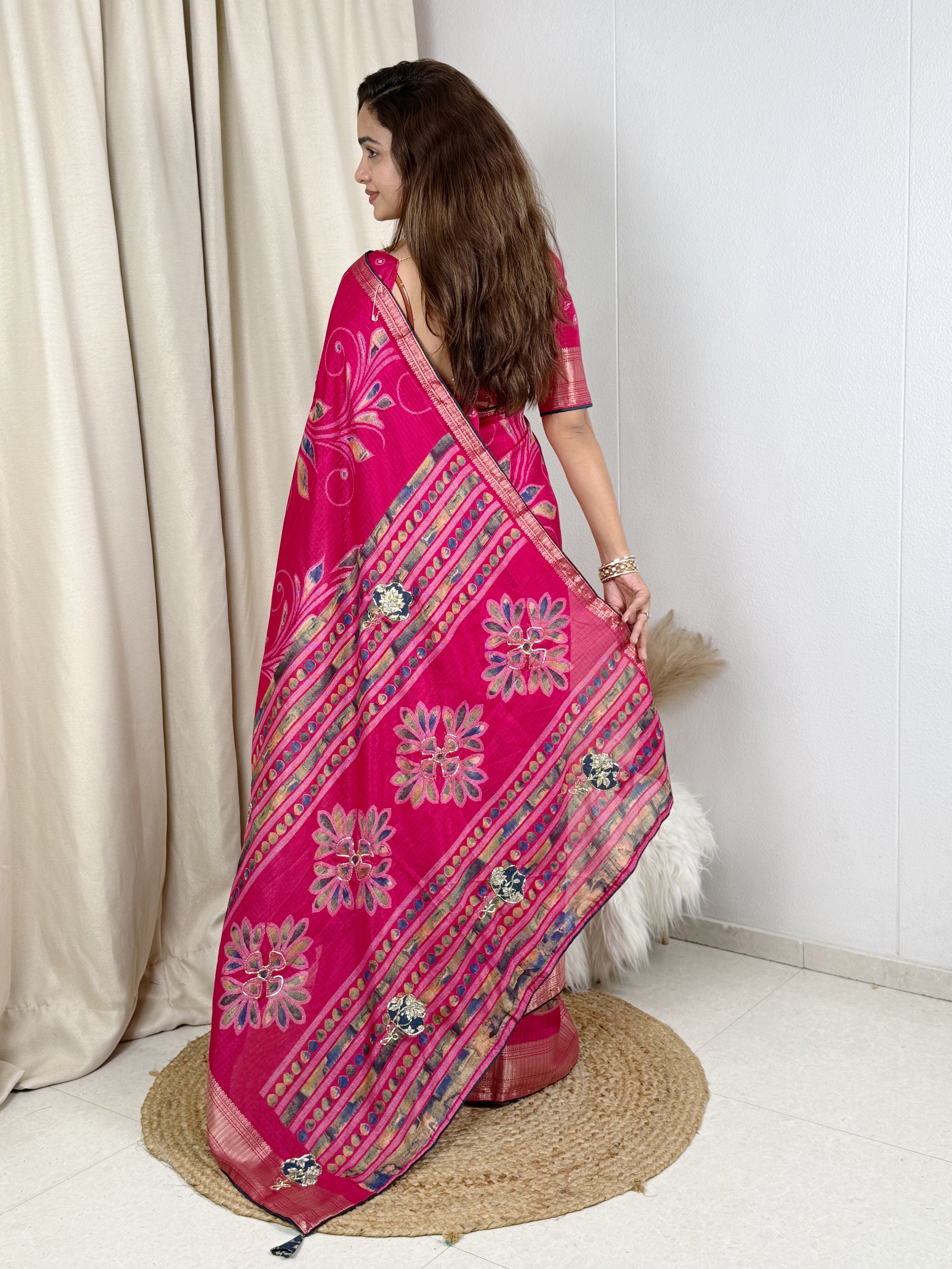 Effortless Designer applique saree for your upcoming festive season