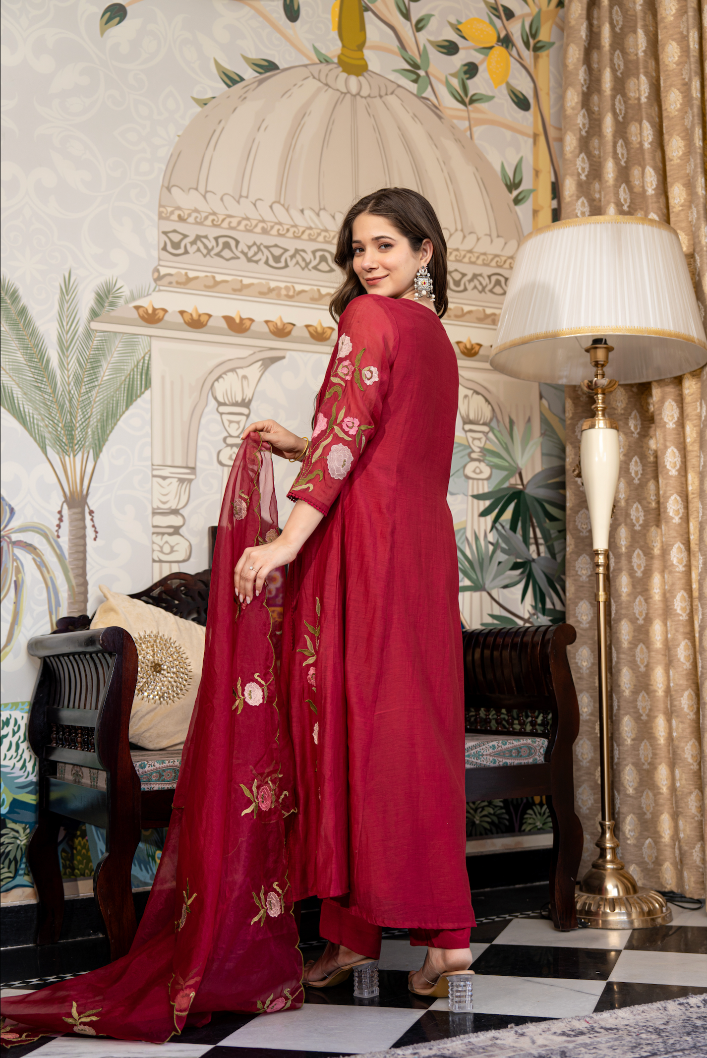 Trending Pure Roam Silk Fabric With Embroidery Work Kurta Set