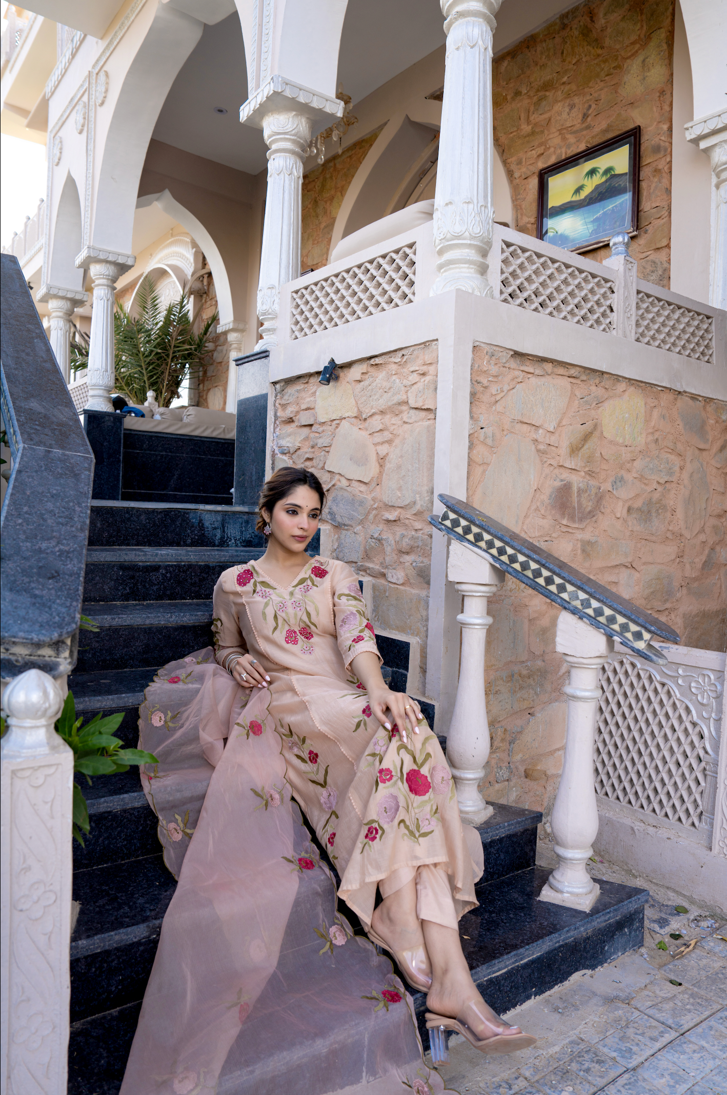Trending Pure Roam Silk Fabric With Embroidery Work Kurta Set