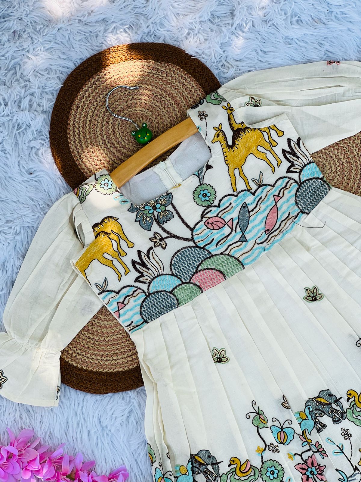 Premium Cotton Silk  Embroidery Work Frock for kids