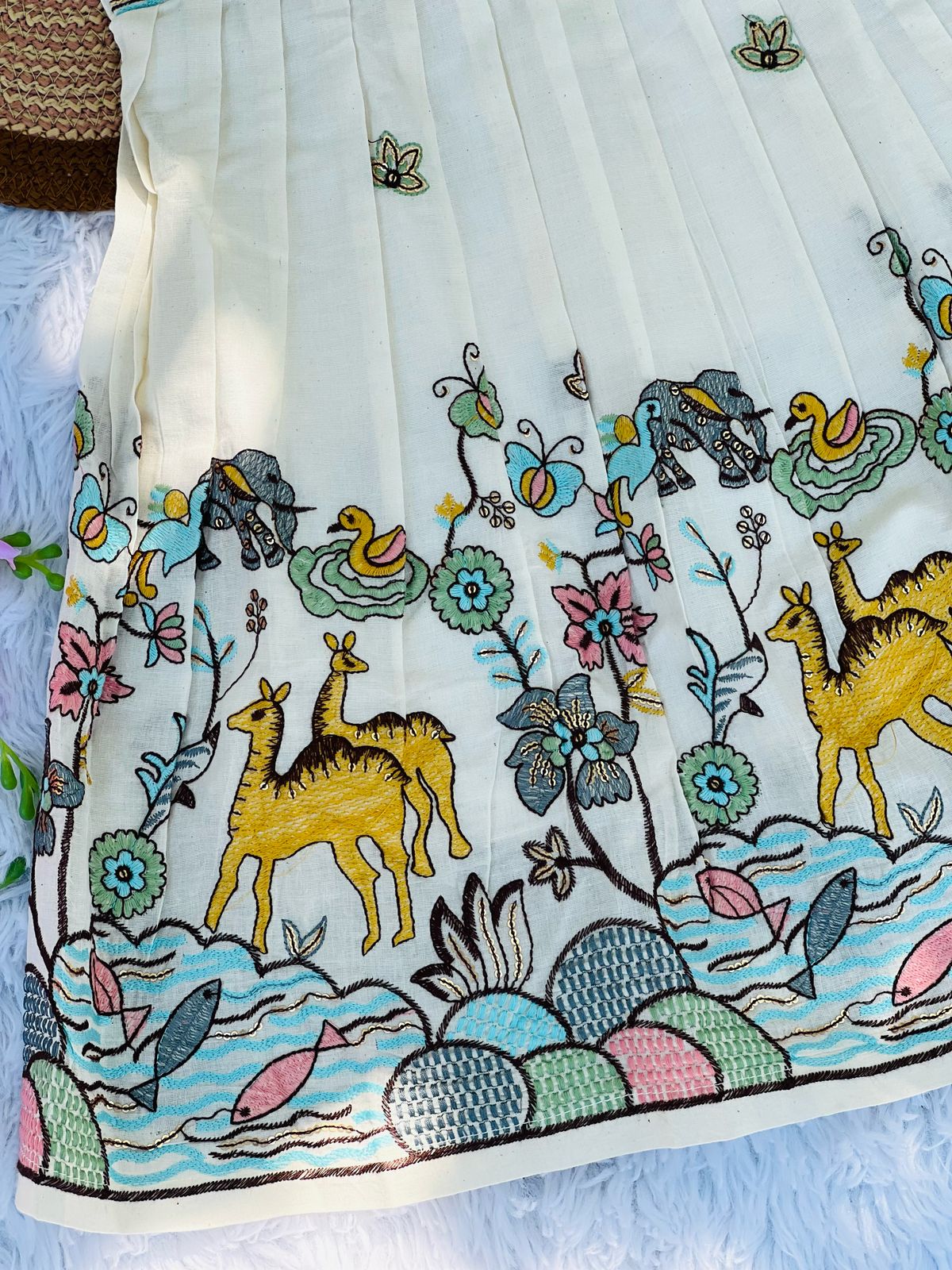 Premium Cotton Silk  Embroidery Work Frock for kids
