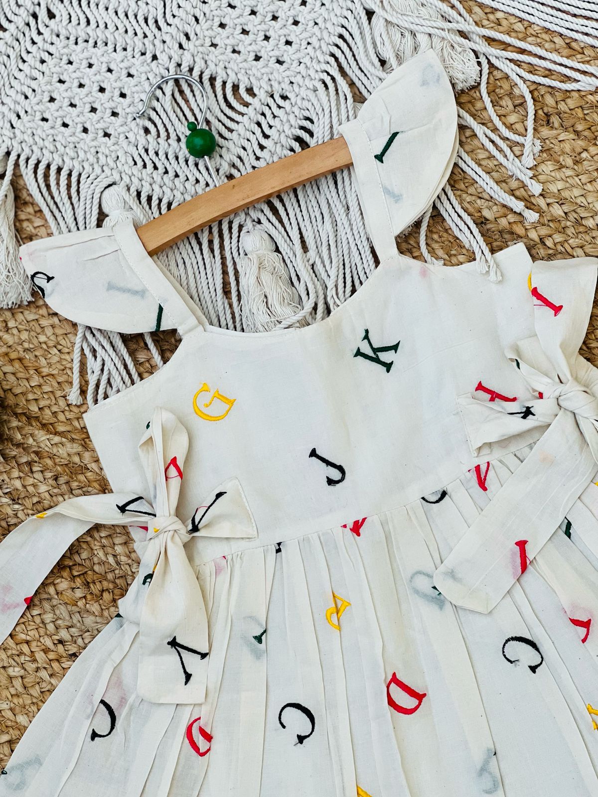 Luxurious Embroidery Work on Khadi Cotton Fabric Kids Frock