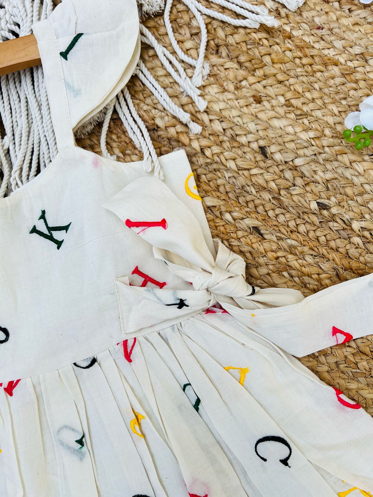 Luxurious Embroidery Work on Khadi Cotton Fabric Kids Frock