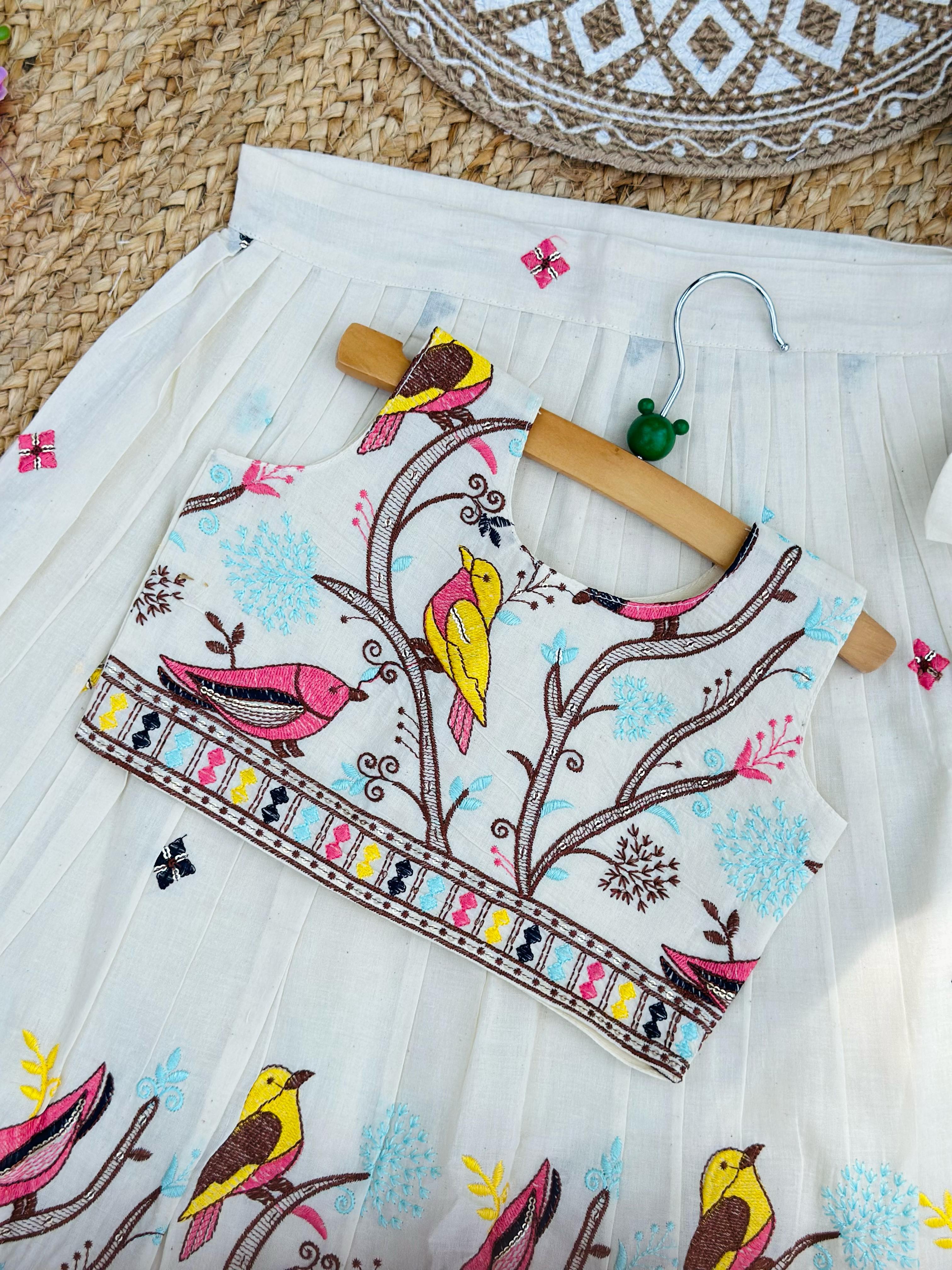 Abalone Pure Heavy Cotton Kids Lehengha Choli
