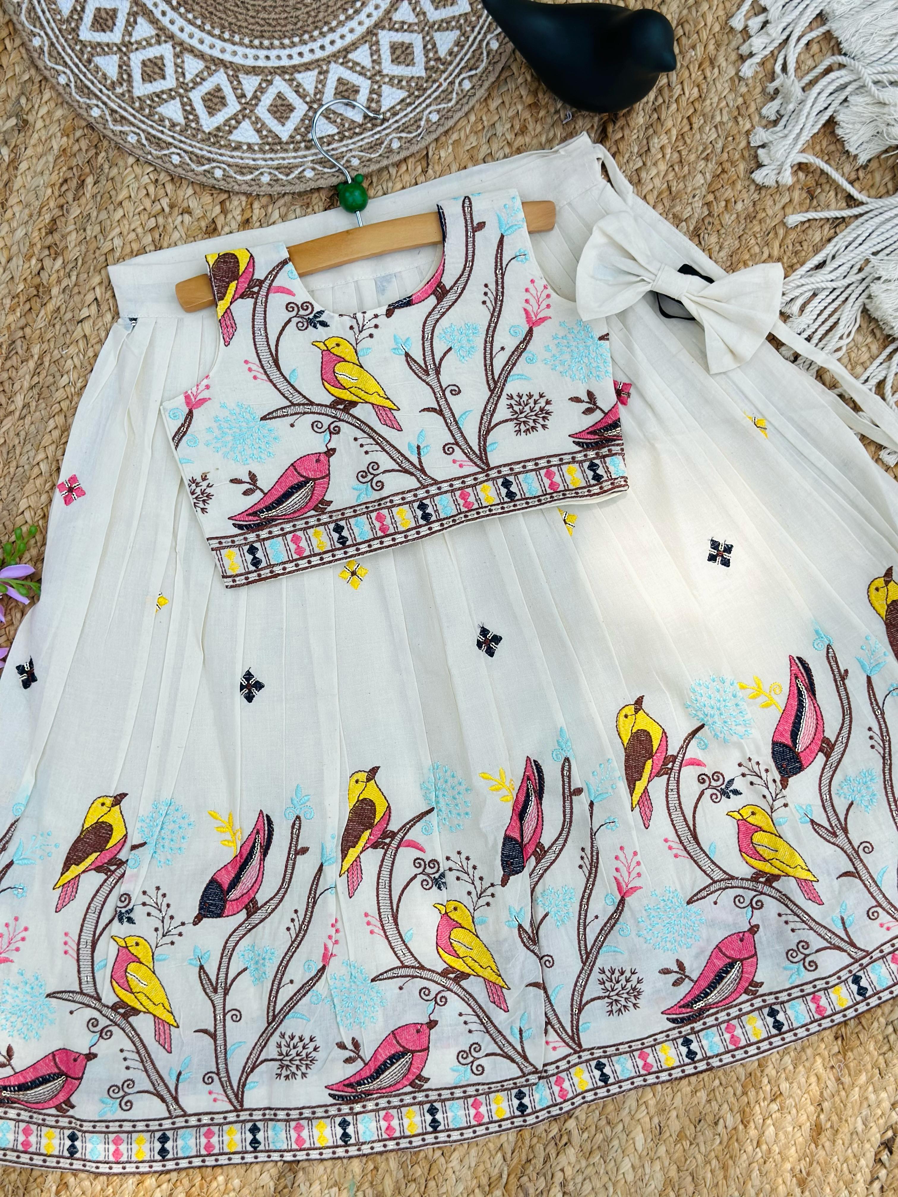 Abalone Pure Heavy Cotton Kids Lehengha Choli