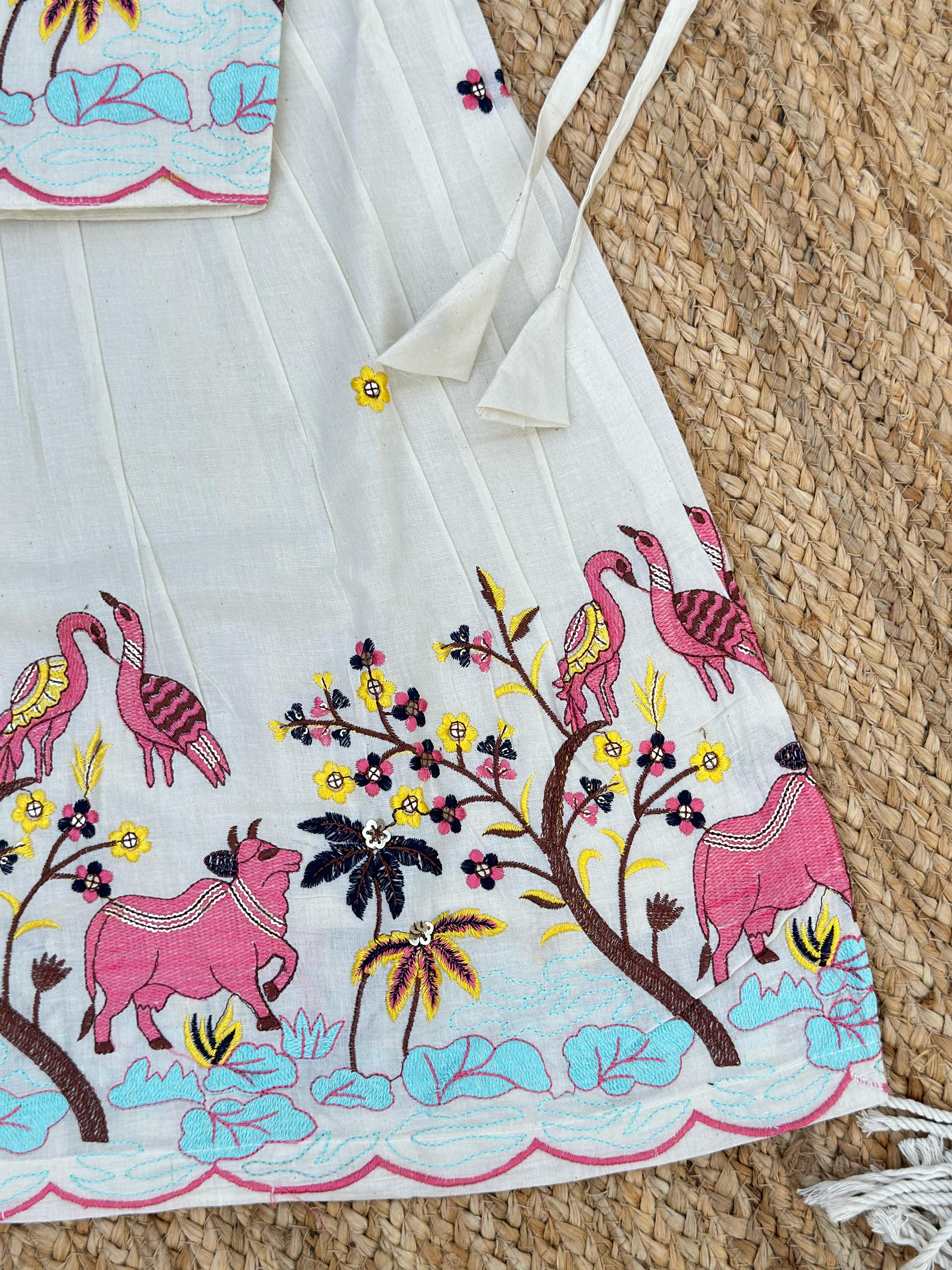 Pure Cotton Beautiful Fabric Full Stitched Lehengha Choli For Kids