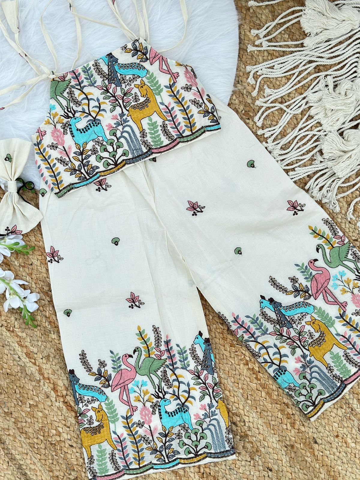 Byzantine Premium EmbroideryWork On Khadi Cotton Fabric Kids Cord-Set