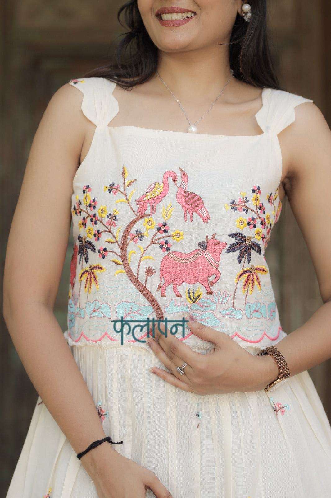 Magestic Embroidery Work On Pure Khadi Cotton Fabric maxi Frock