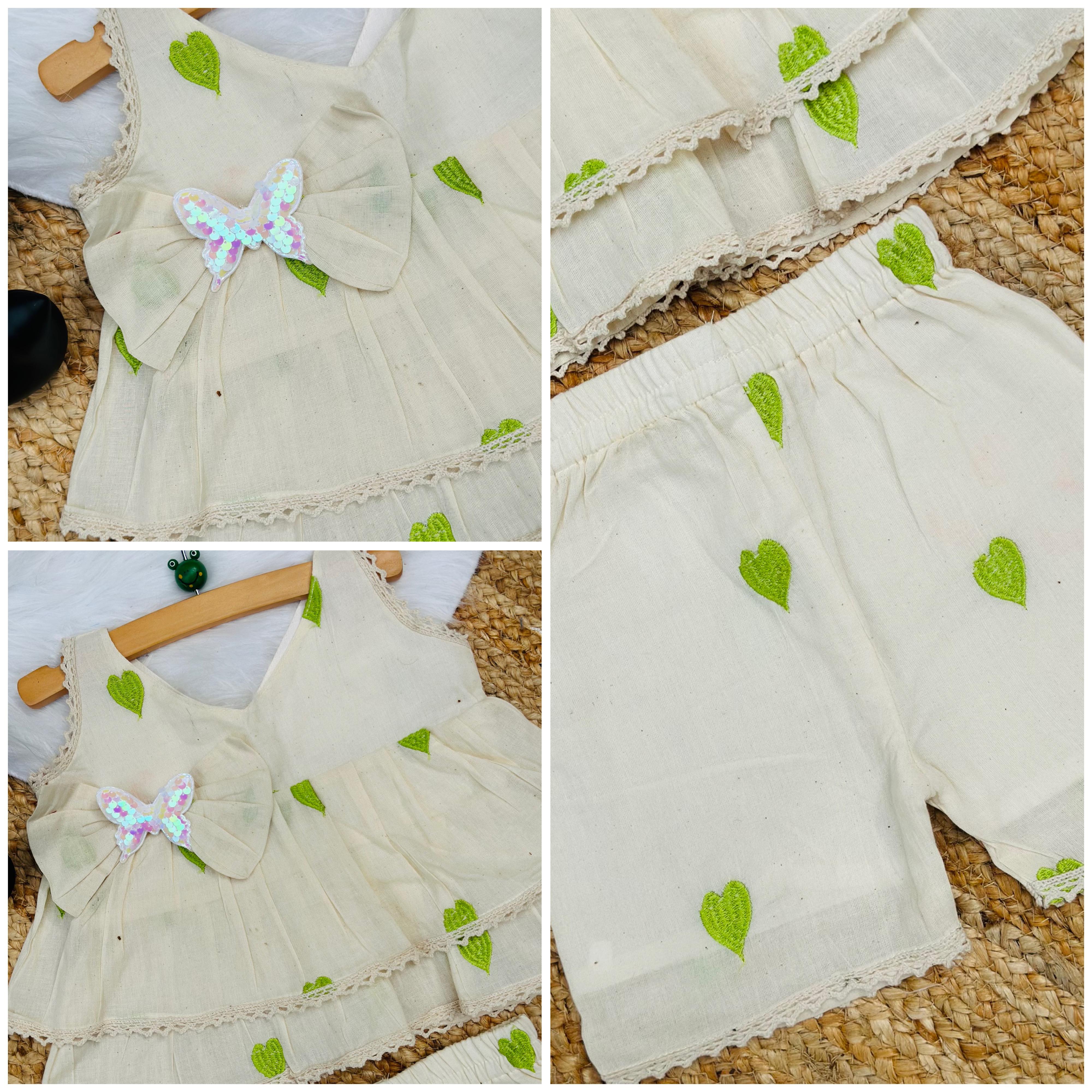 Reach Look Pure Cotton Heart Embroidery Work Kids Frock
