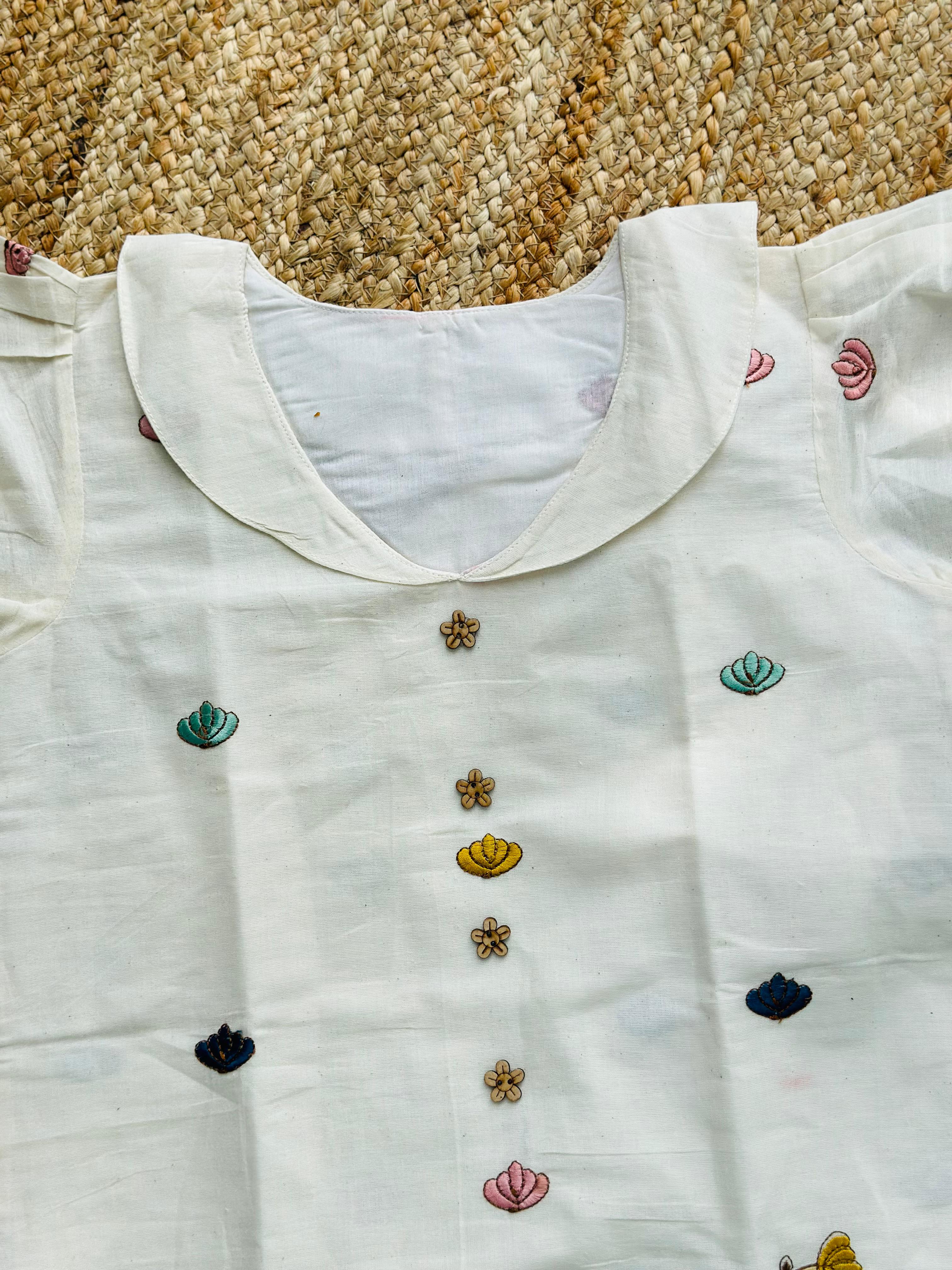 Effortless Khadi Cotton Fabric Embroidery Work Cord Set for Women