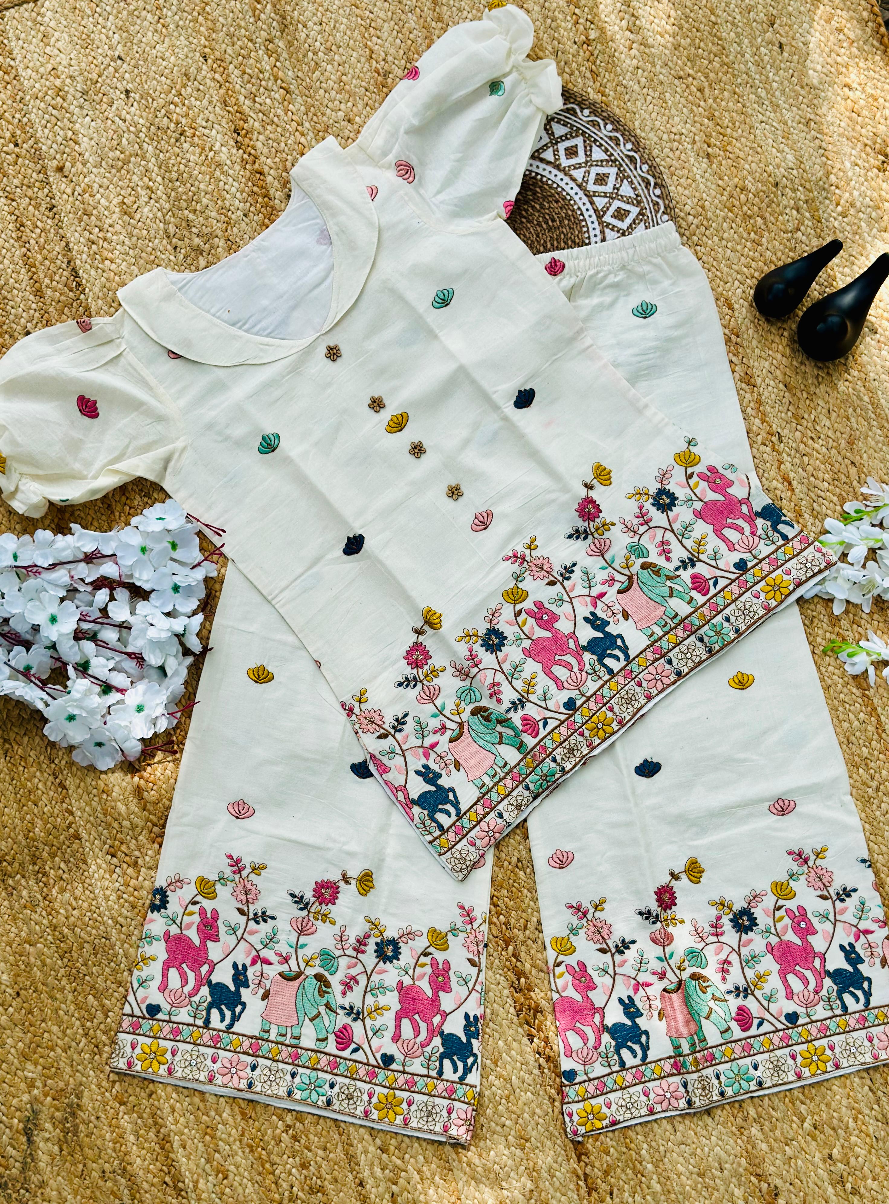 Effortless Khadi Cotton Fabric Embroidery Work Cord Set for Women