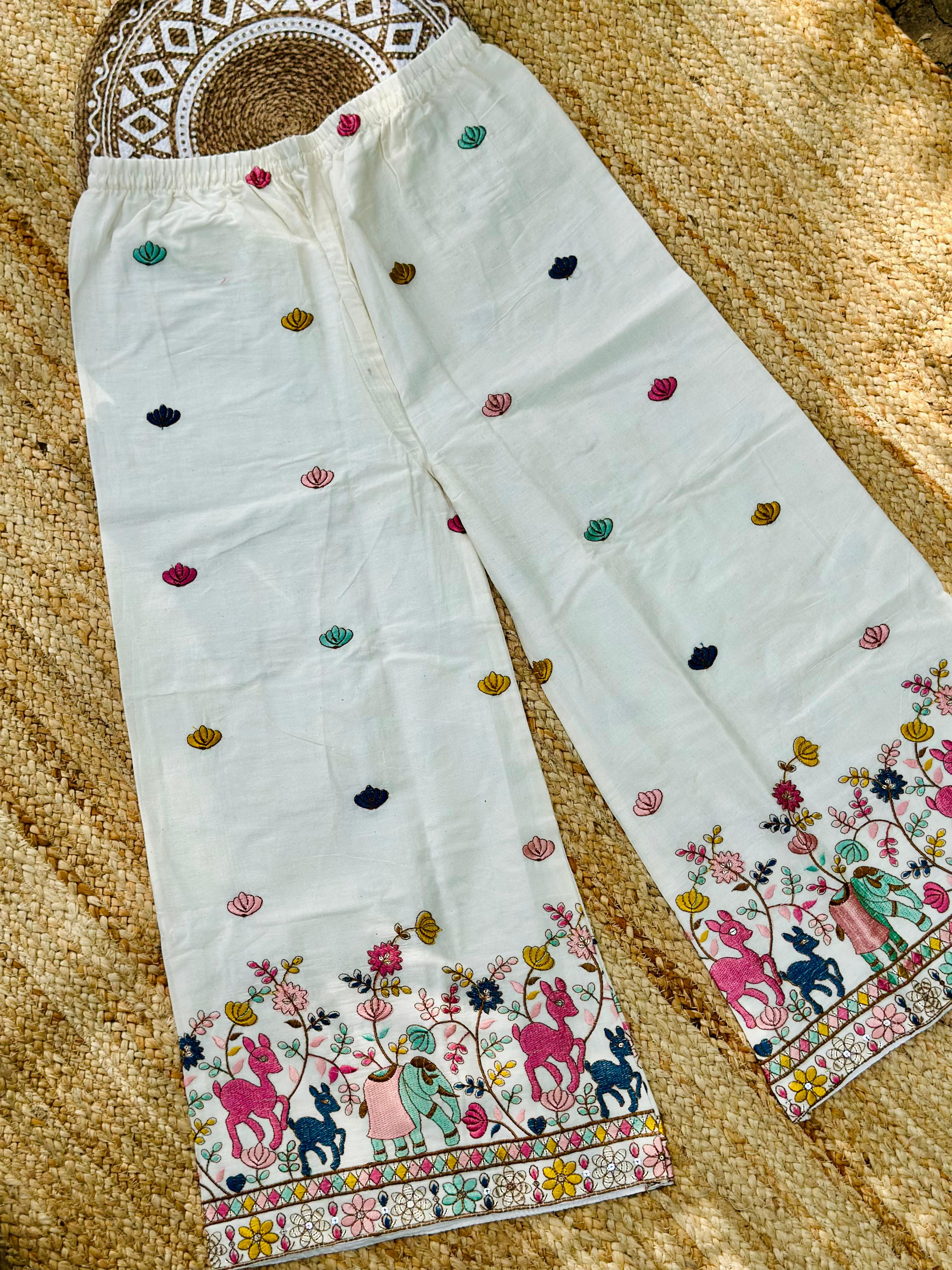 Effortless Khadi Cotton Fabric Embroidery Work Cord Set for Women