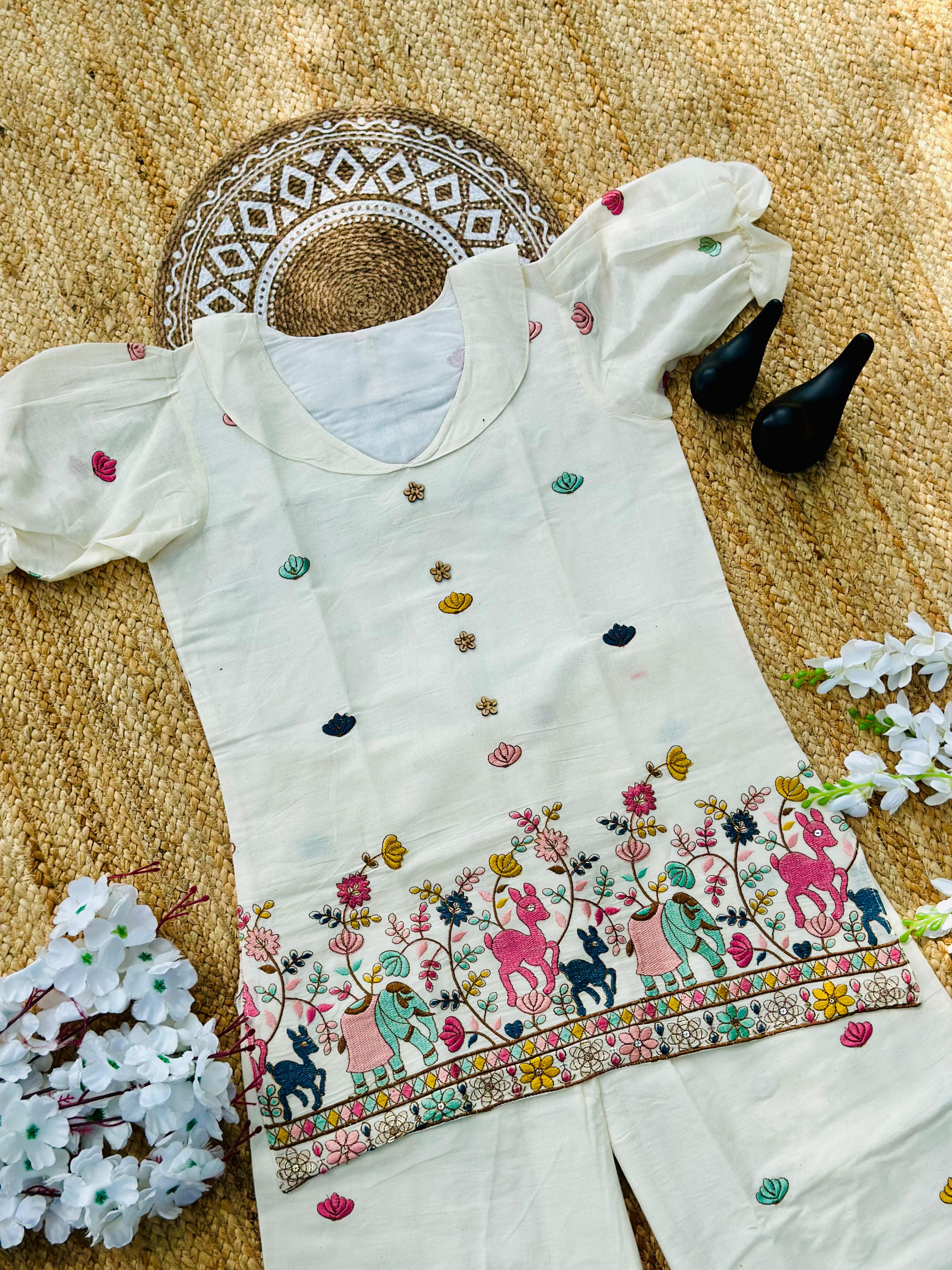 Effortless Khadi Cotton Fabric Embroidery Work Cord Set for Women
