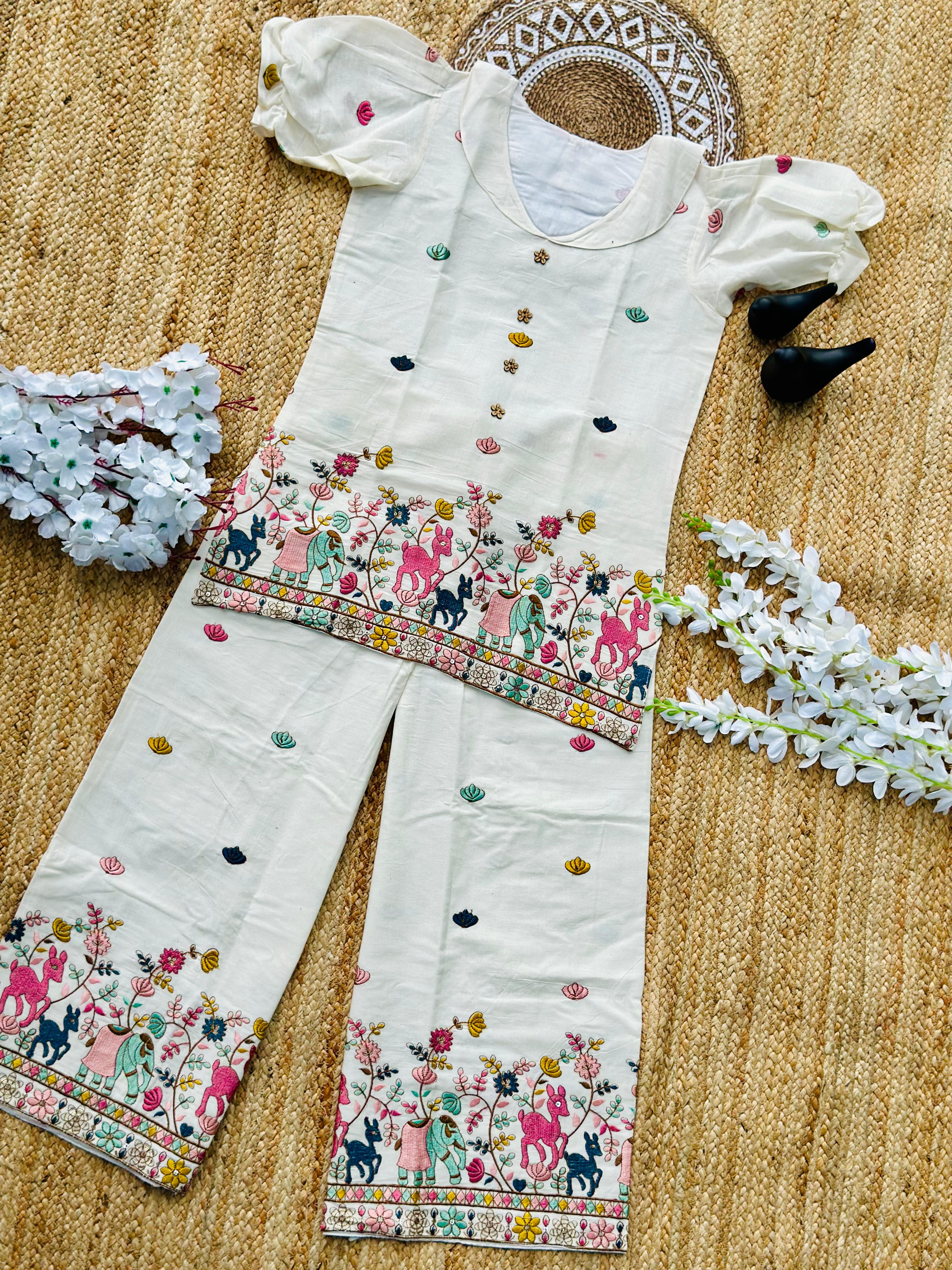 Effortless Khadi Cotton Fabric Embroidery Work Cord Set for Women