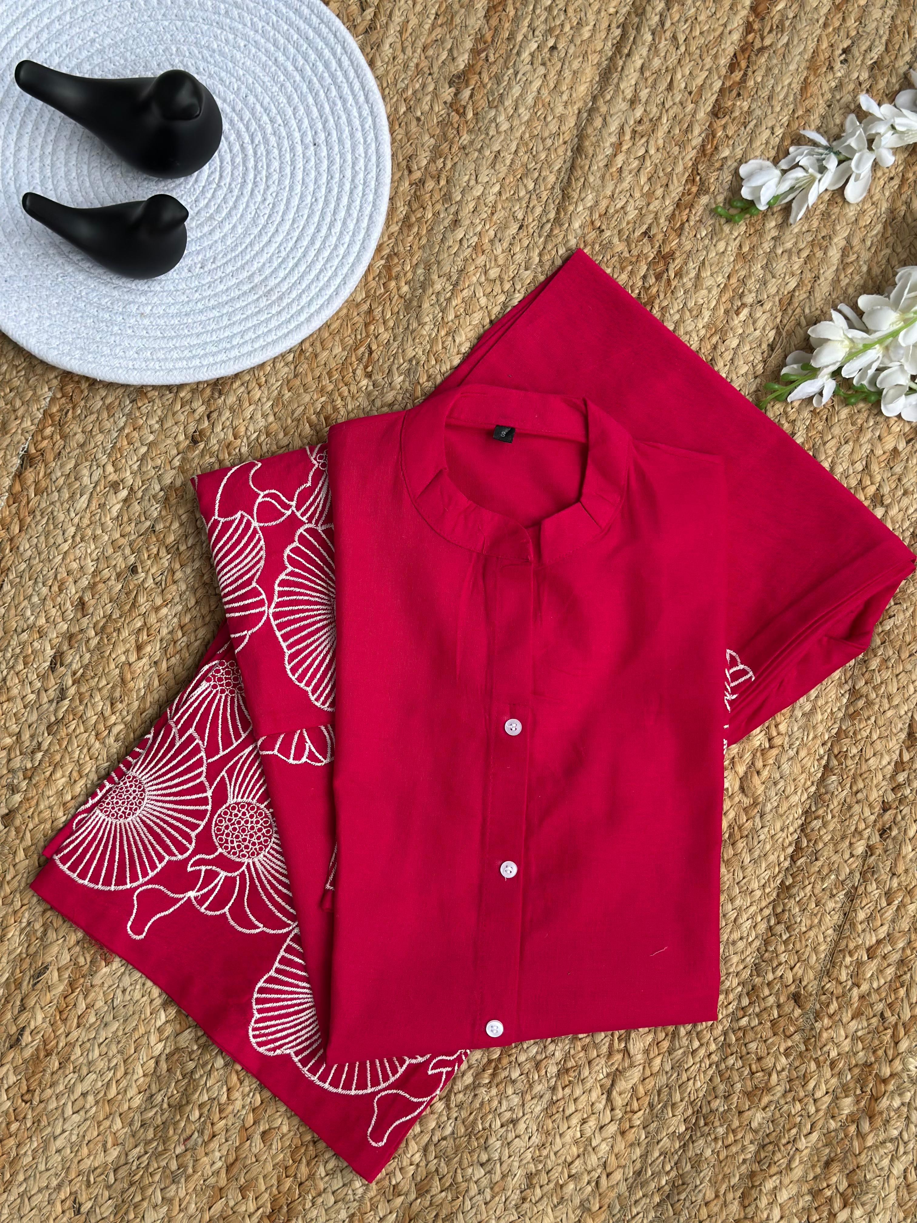 Comfort Mal Mal Cotton  Fabric Embroidery Work Cord Set for Women
