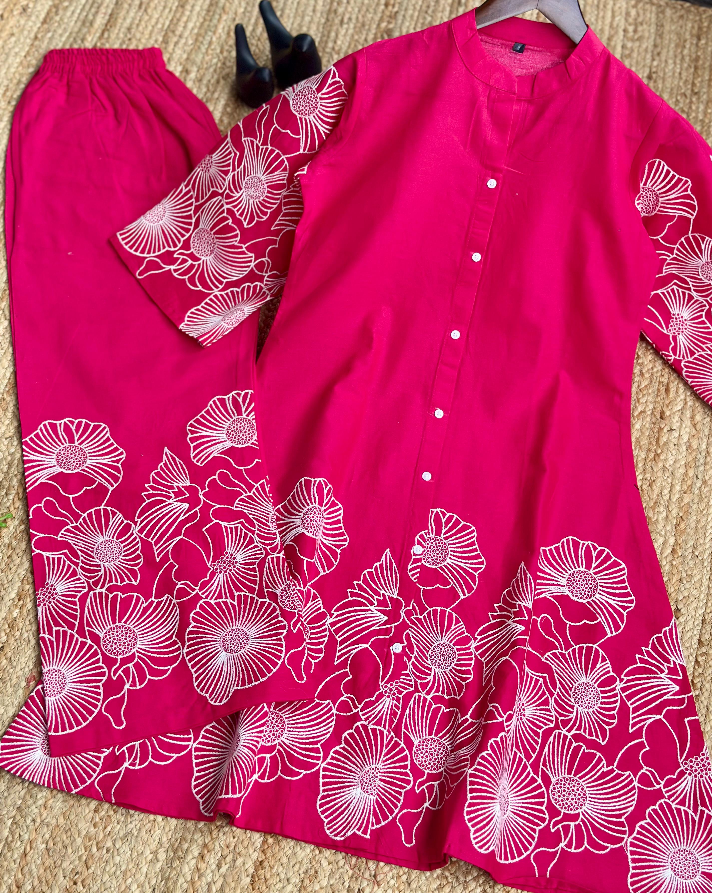 Comfort Mal Mal Cotton  Fabric Embroidery Work Cord Set for Women