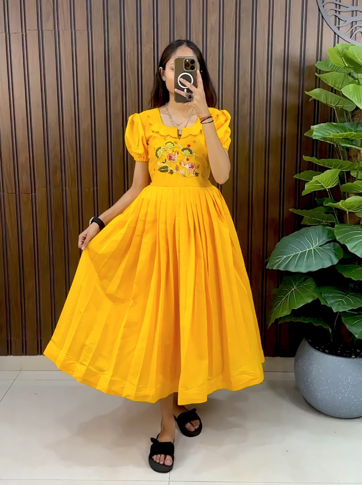 Vibrant Handwork On Pure Mal Cotton Fabric Women Frock