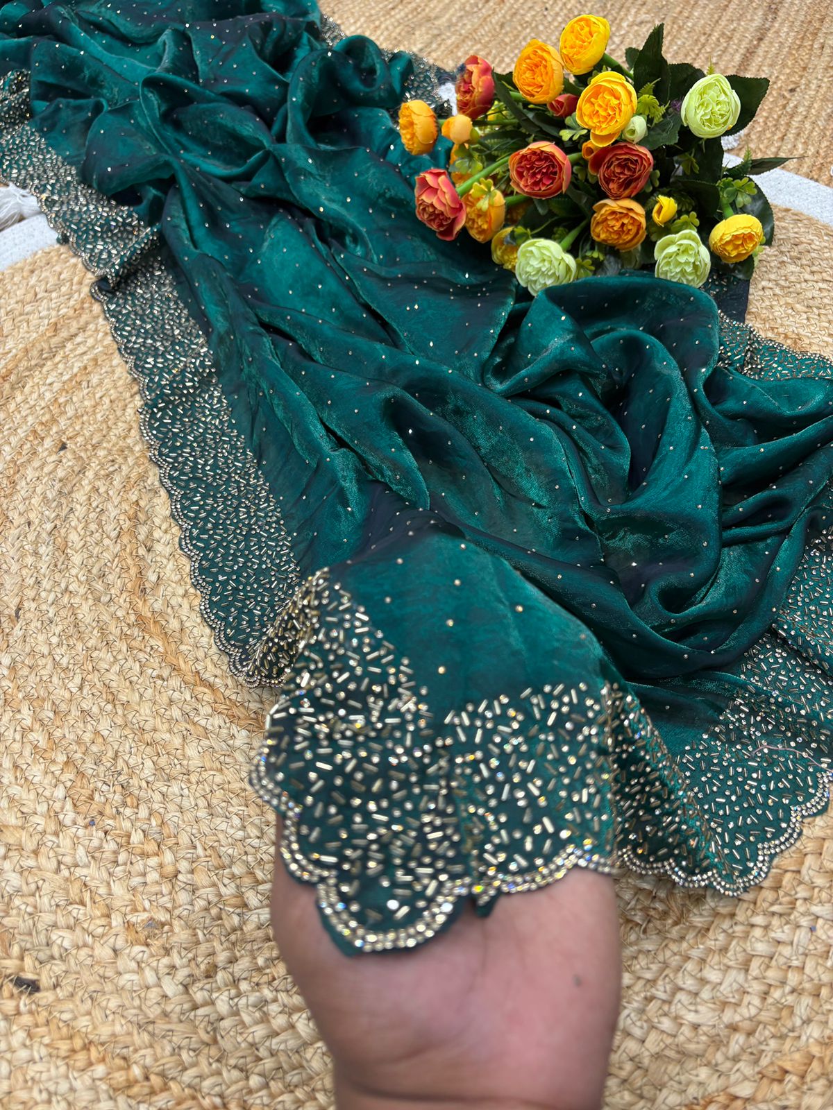 Tamanah Fendy Space Silk saree with Zarkhan work