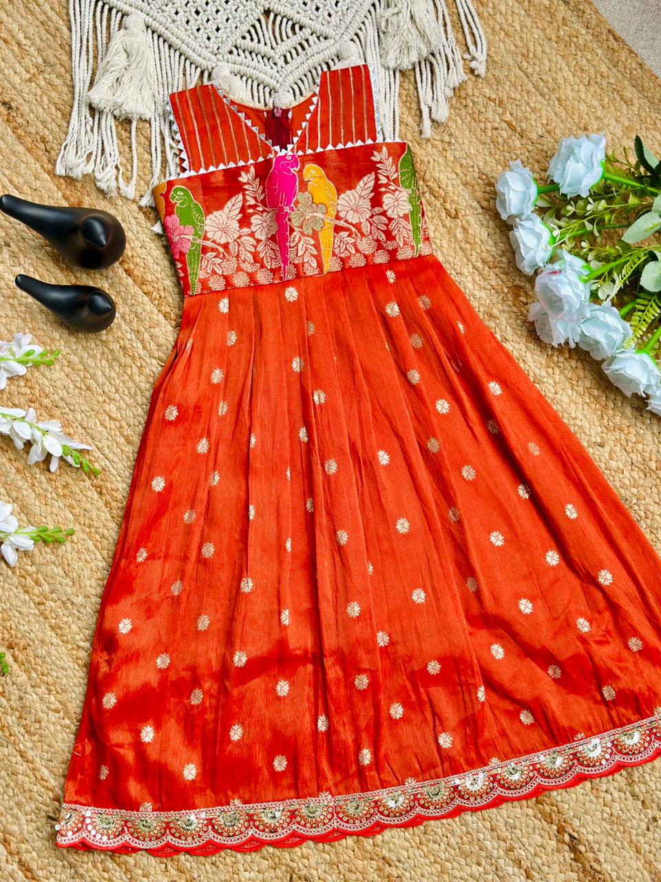 Elegant Dola Silk Fabric Gown for Girls