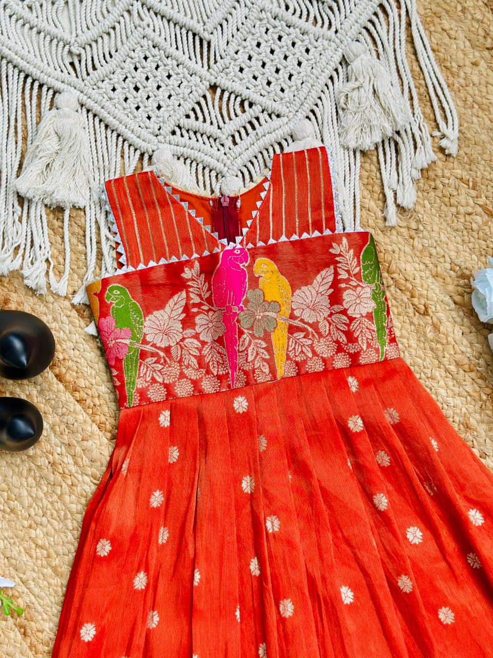 Elegant Dola Silk Fabric Gown for Girls