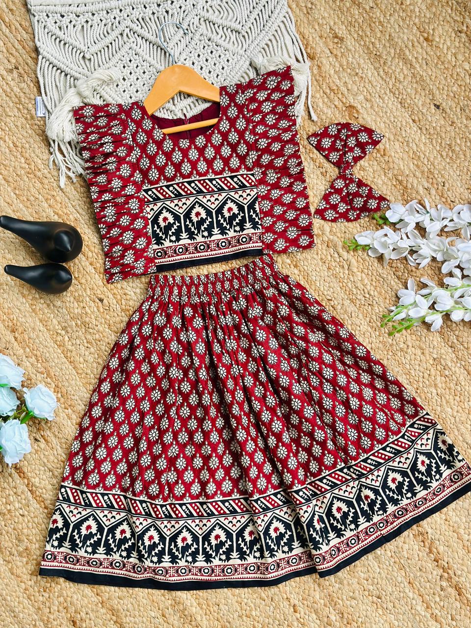 Cool Comfy Jaipuri Cotton Fabric Kids Lahenga Choli