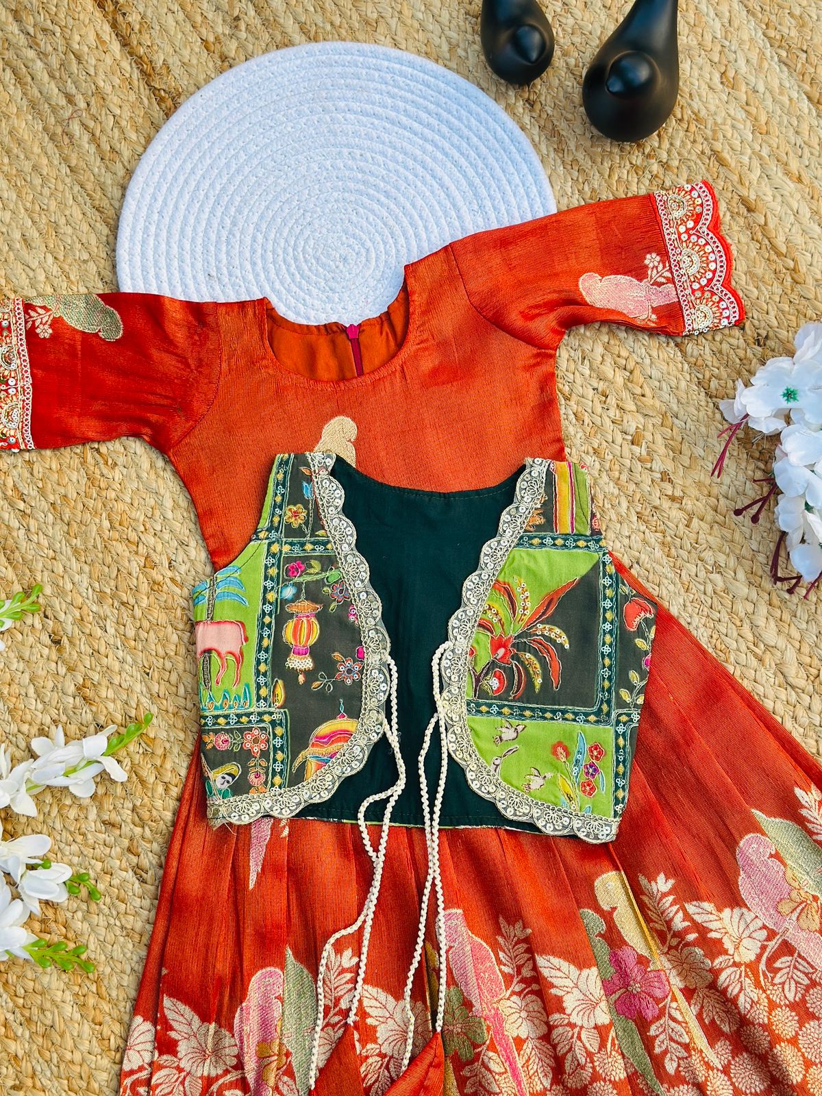 Elegant Dola Silk Fabric Coti Gown for Girls